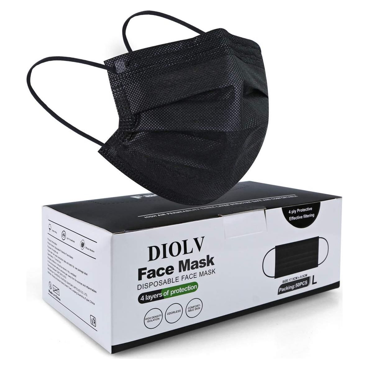 Mascarilla Desechable 4 Capas Aile Negra 50 Pcs para Adultos