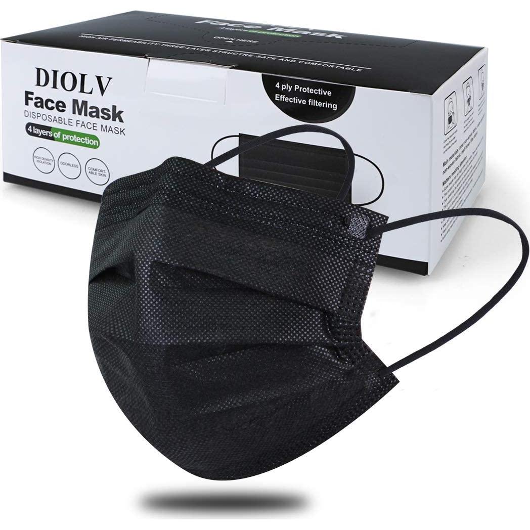 Mascarilla Desechable 4 Capas Aile Negra 50 Pcs para Adultos