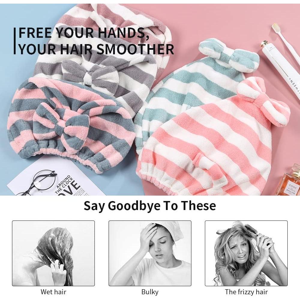 Toalla de Secado Rápido para Cabello SHxxyljh - Microfibra Gris y Rosa (2 Pzs)