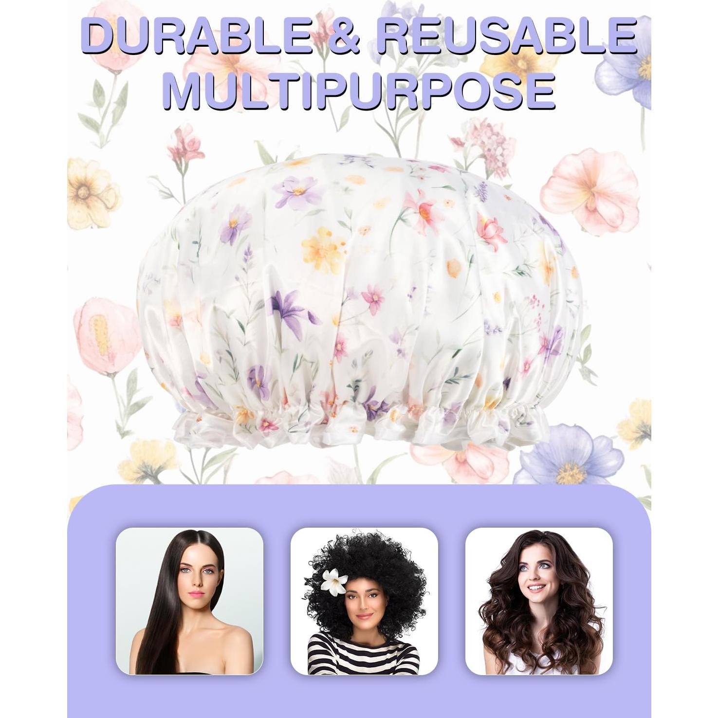 Gorro de Ducha Impermeable Auban Doble Capa para Cabello Largo