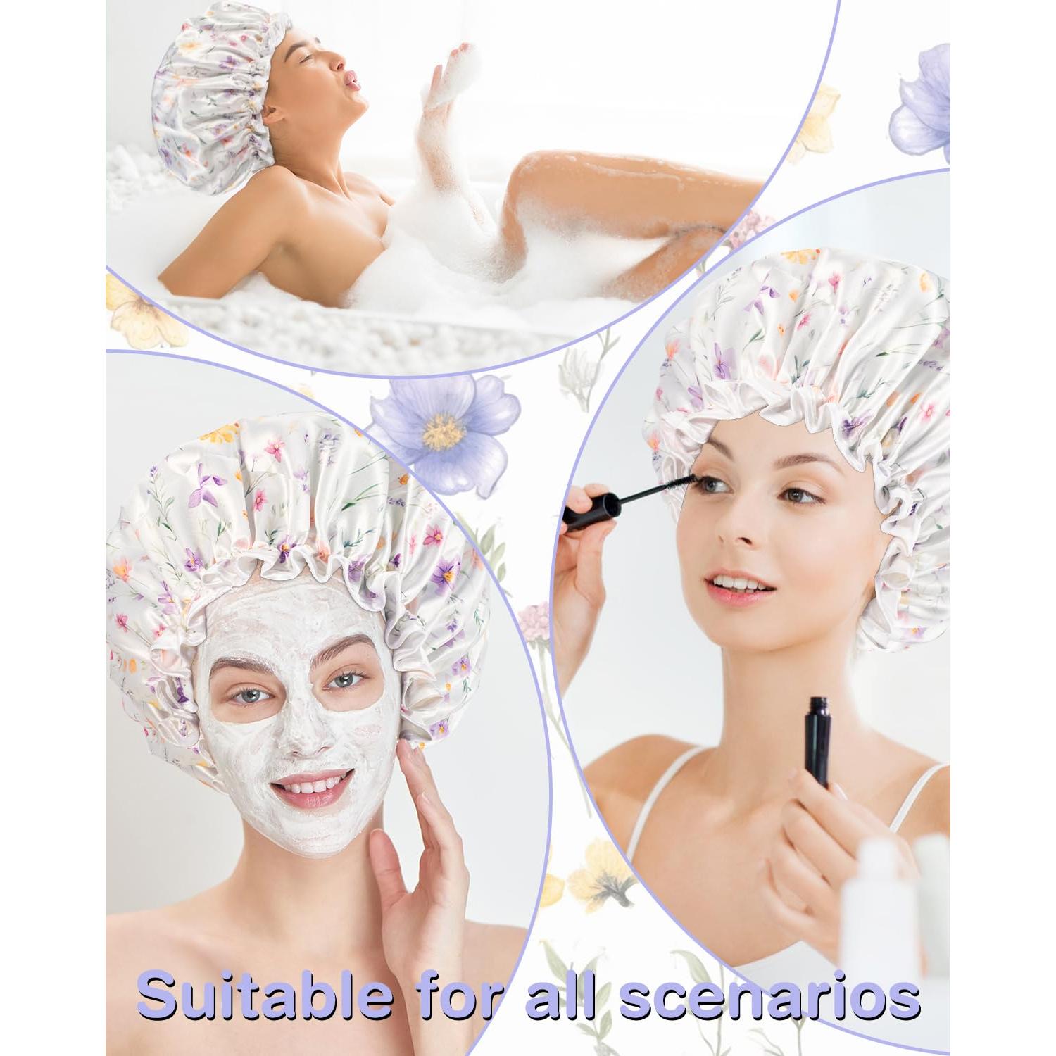 Gorro de Ducha Impermeable Auban Doble Capa para Cabello Largo