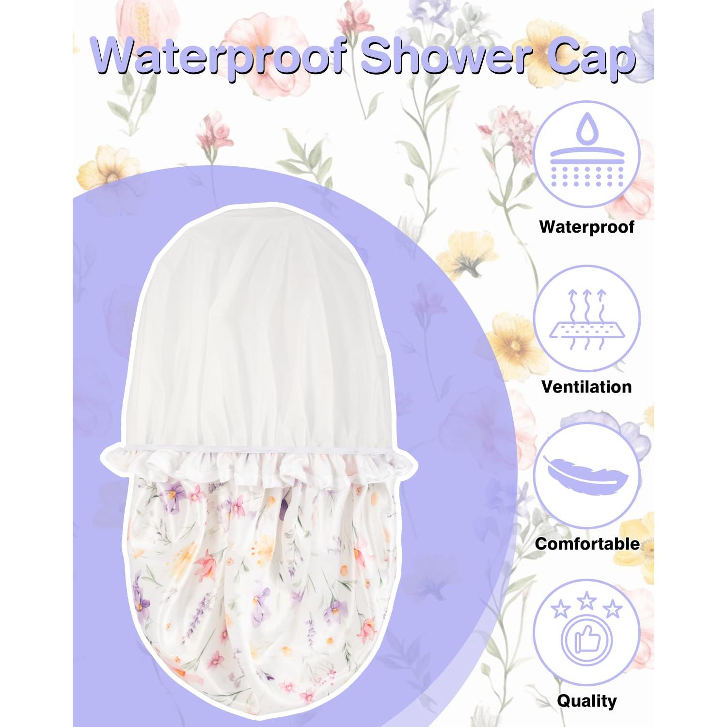 Gorro de Ducha Impermeable Auban Doble Capa para Cabello Largo