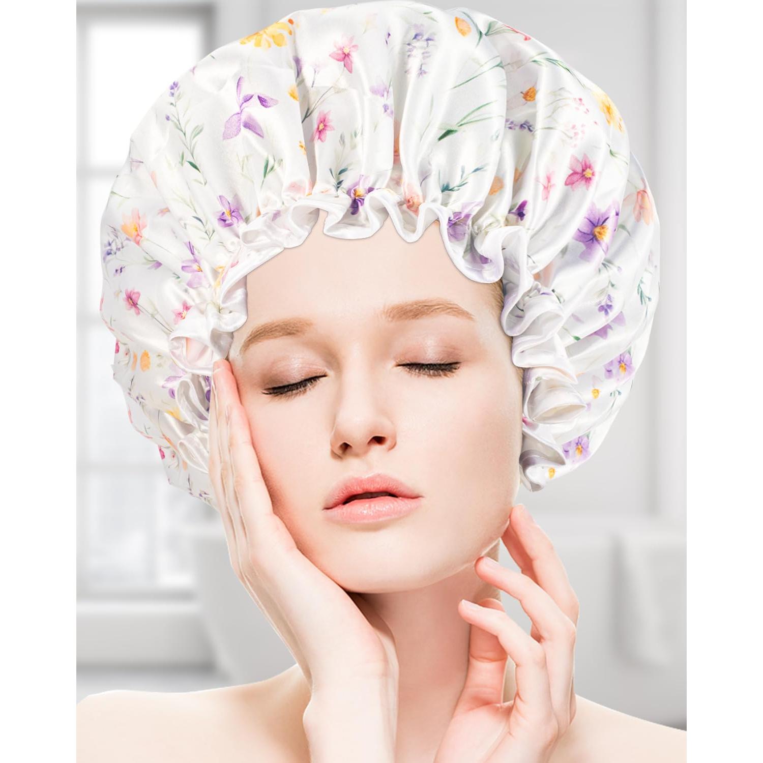 Gorro de Ducha Impermeable Auban Doble Capa para Cabello Largo