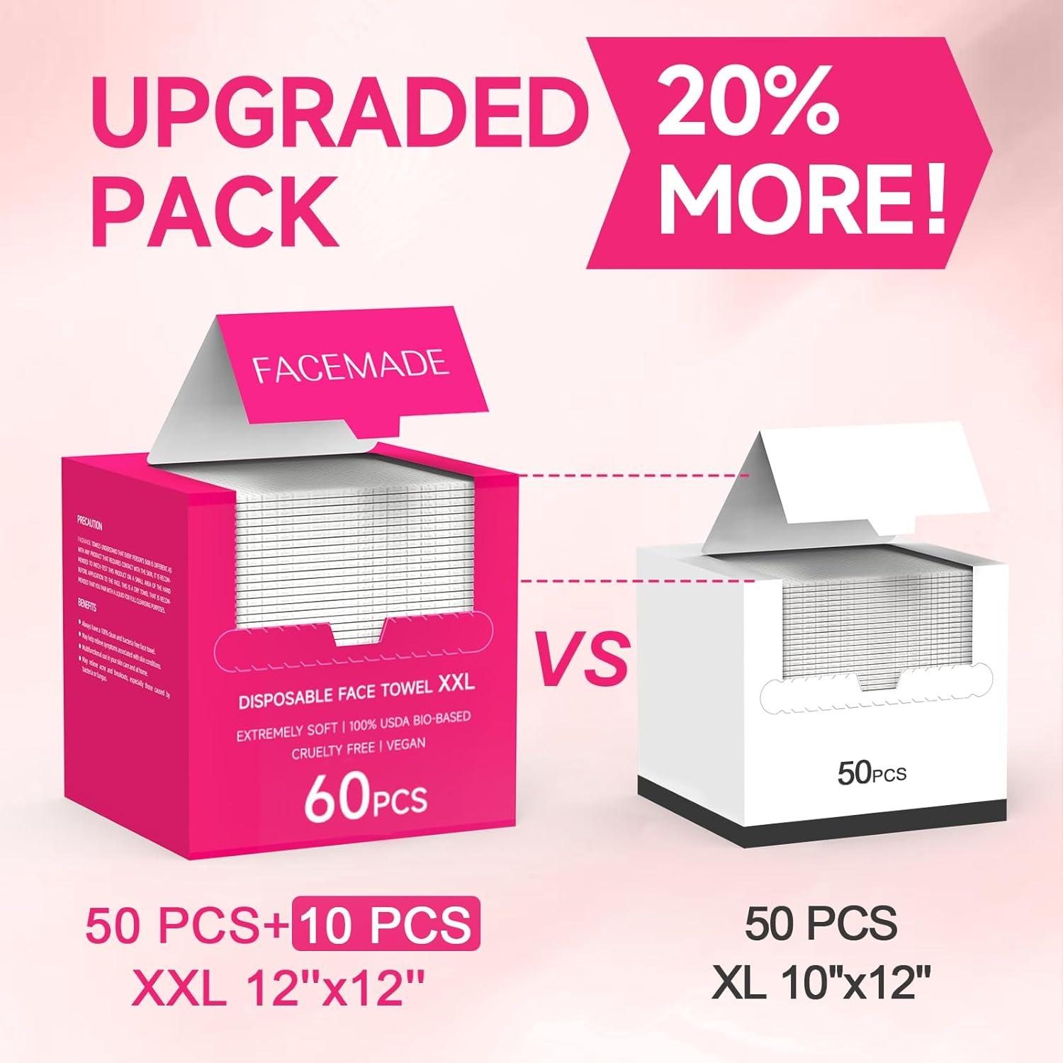 Toallas Desechables Faciales XXL 120 Unidades FACEMADE 30x30 cm