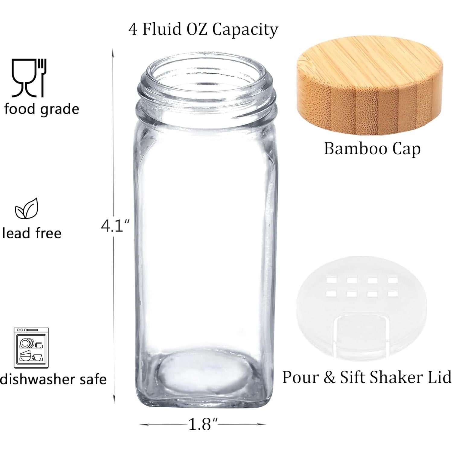 Juego de 24 Tarros de Especias de Vidrio SWOMMOLY 4 oz con Etiquetas