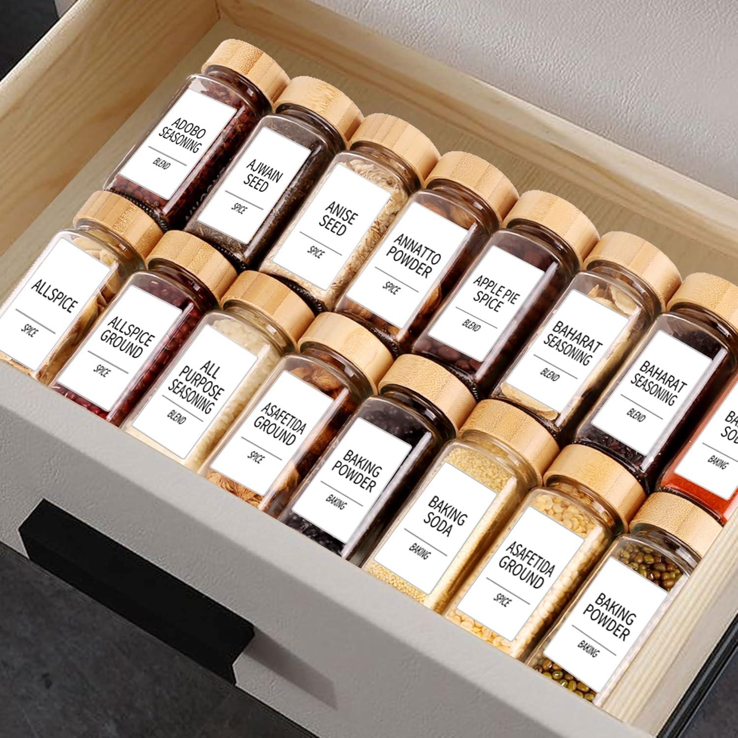 Juego de 24 Tarros de Especias de Vidrio SWOMMOLY 4 oz con Etiquetas