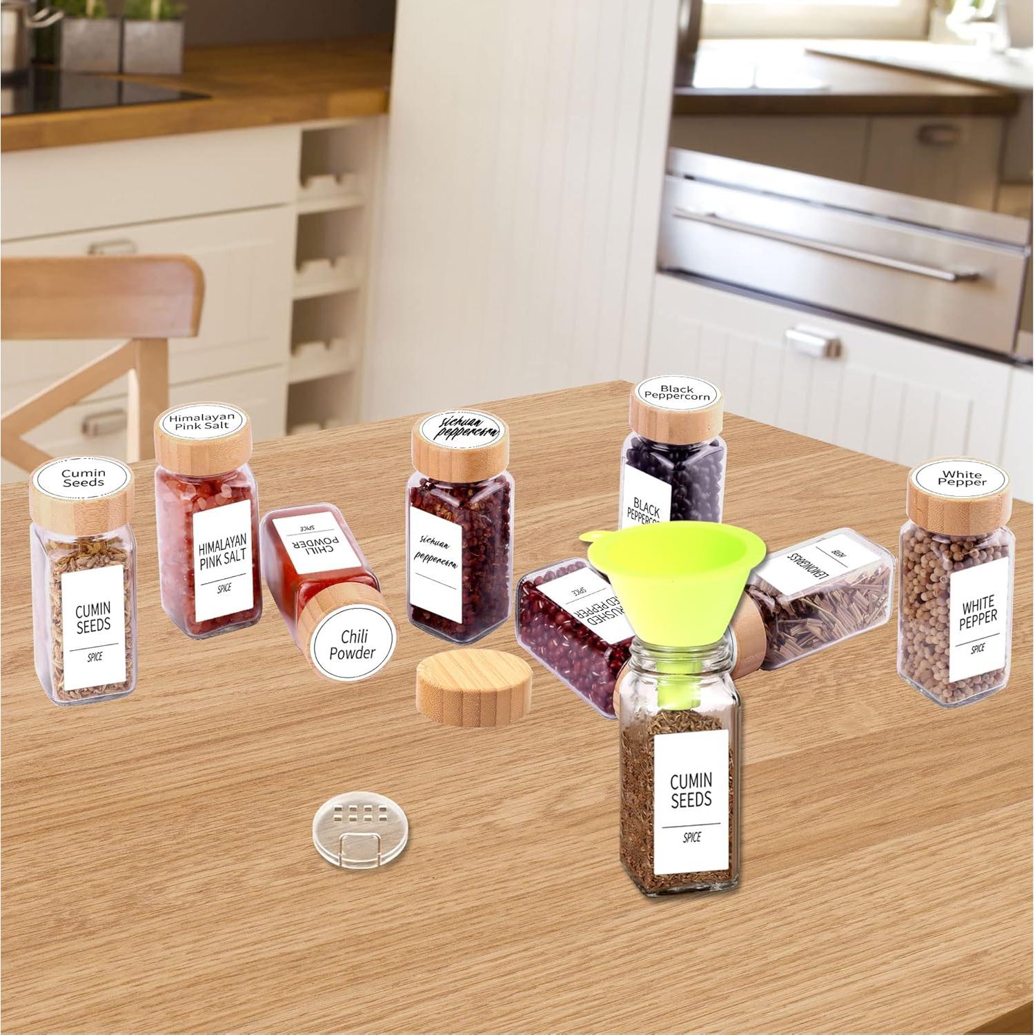 Juego de 24 Tarros de Especias de Vidrio SWOMMOLY 4 oz con Etiquetas