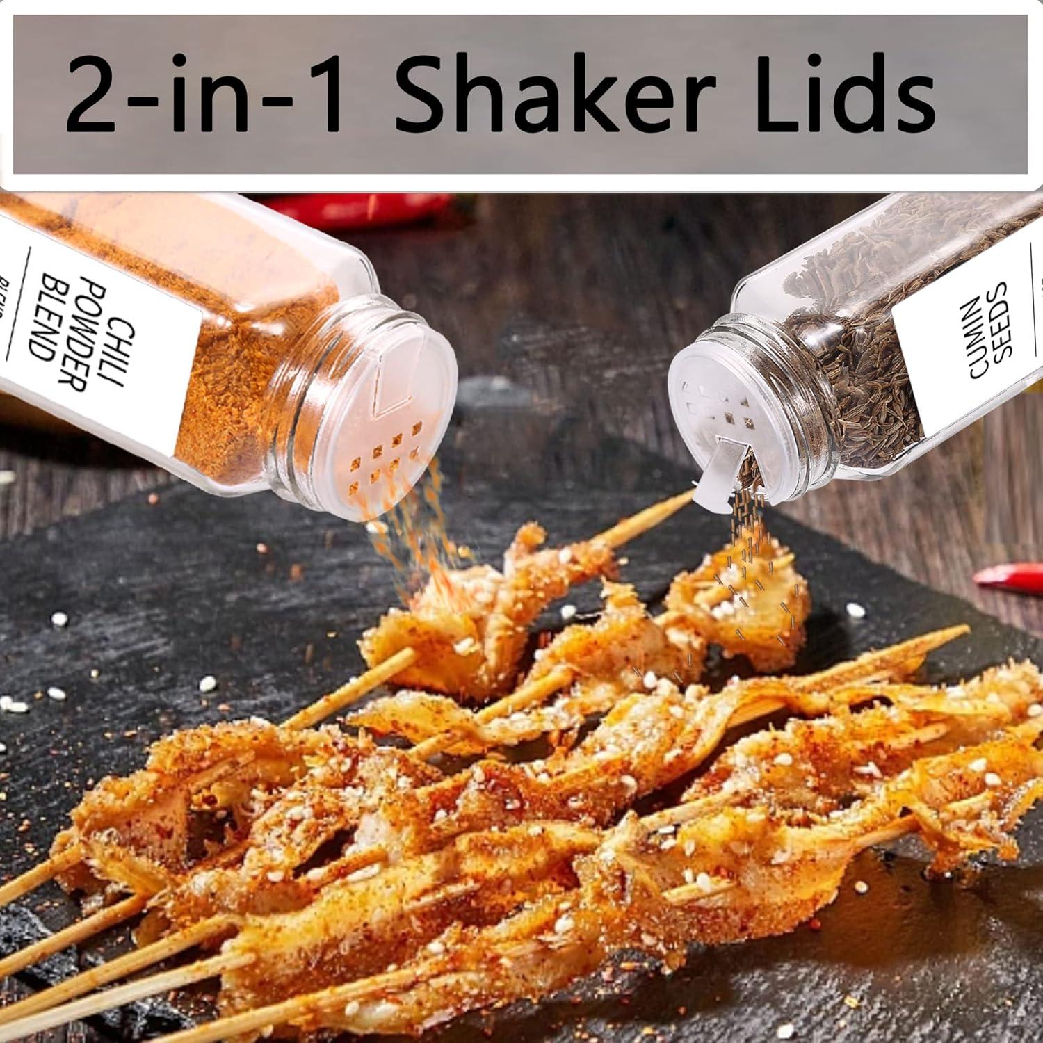 Juego de 24 Tarros de Especias de Vidrio SWOMMOLY 4 oz con Etiquetas