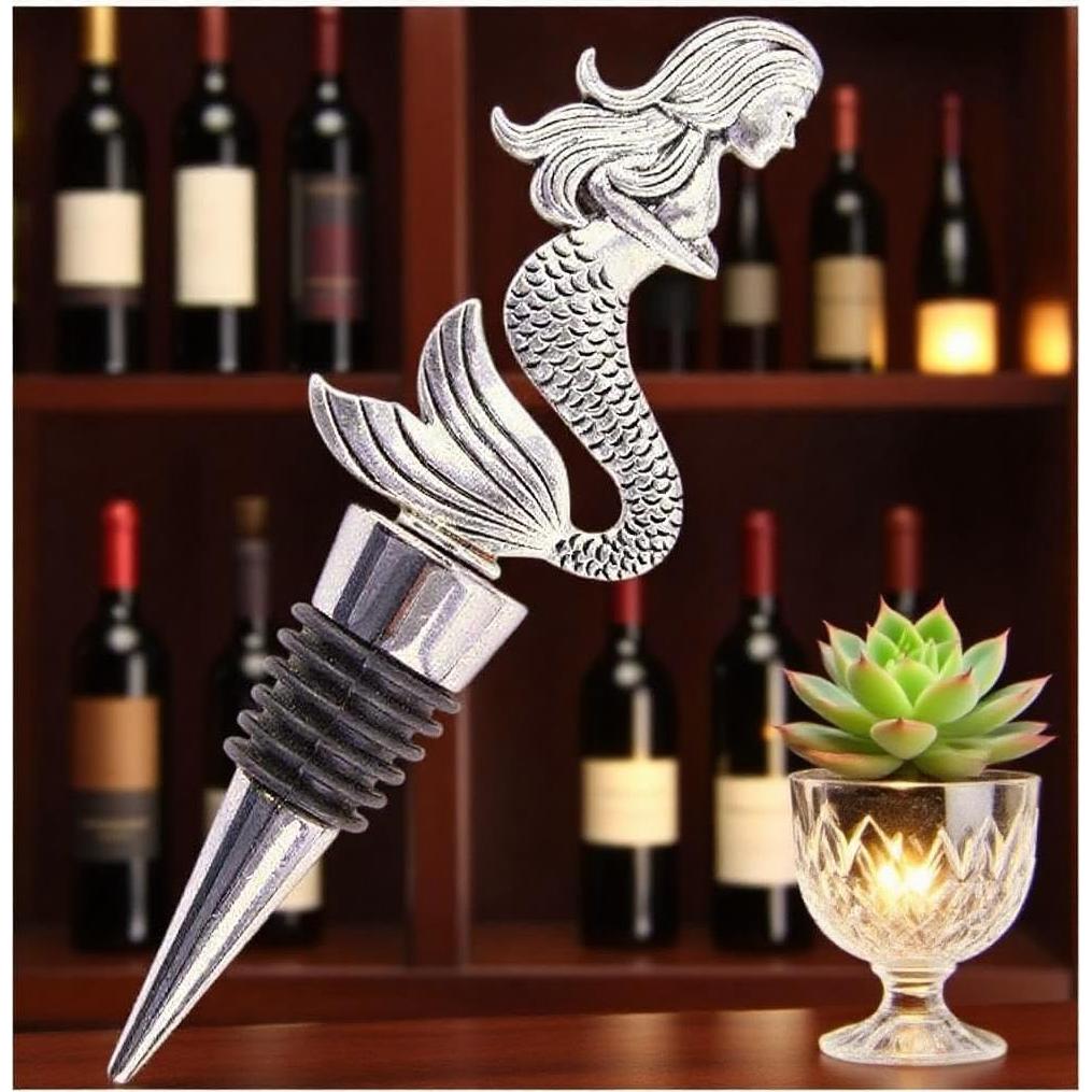 Tapones de Vino Decorativos Sdjdhej Sirena 2 Pcs Silicona