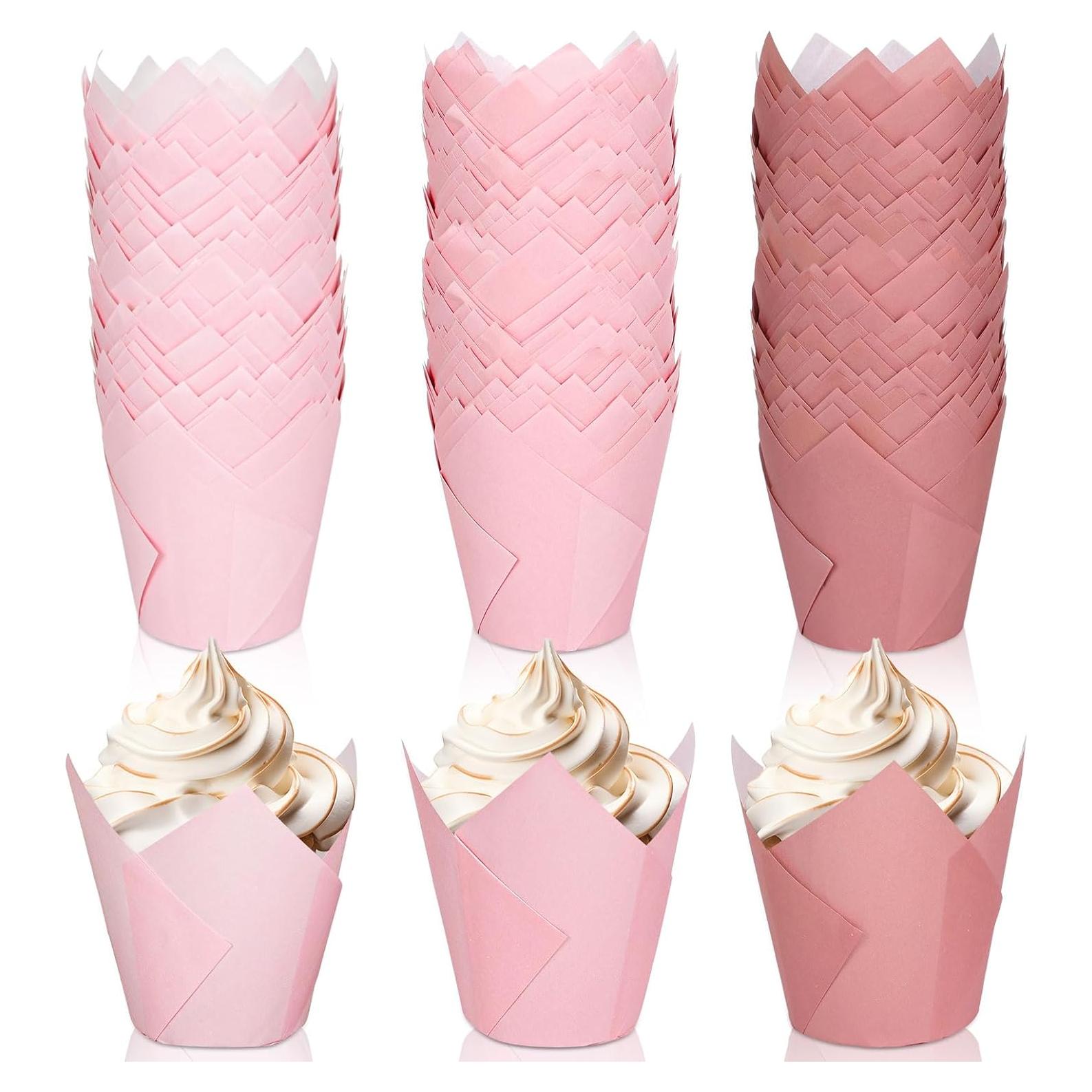 Forros de Cupcake Tulipán Rosa Polvoriento Whaline 180 Pcs