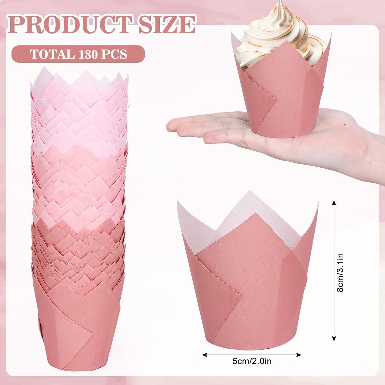 Forros de Cupcake Tulipán Rosa Polvoriento Whaline 180 Pcs