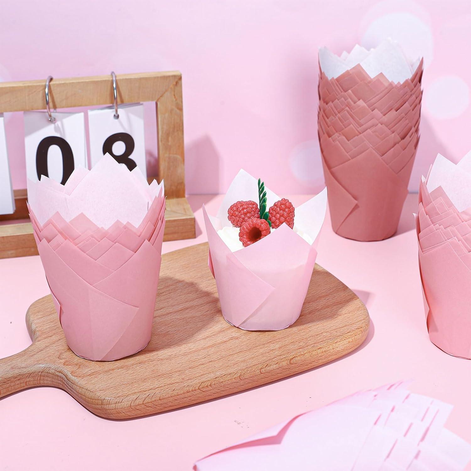 Forros de Cupcake Tulipán Rosa Polvoriento Whaline 180 Pcs