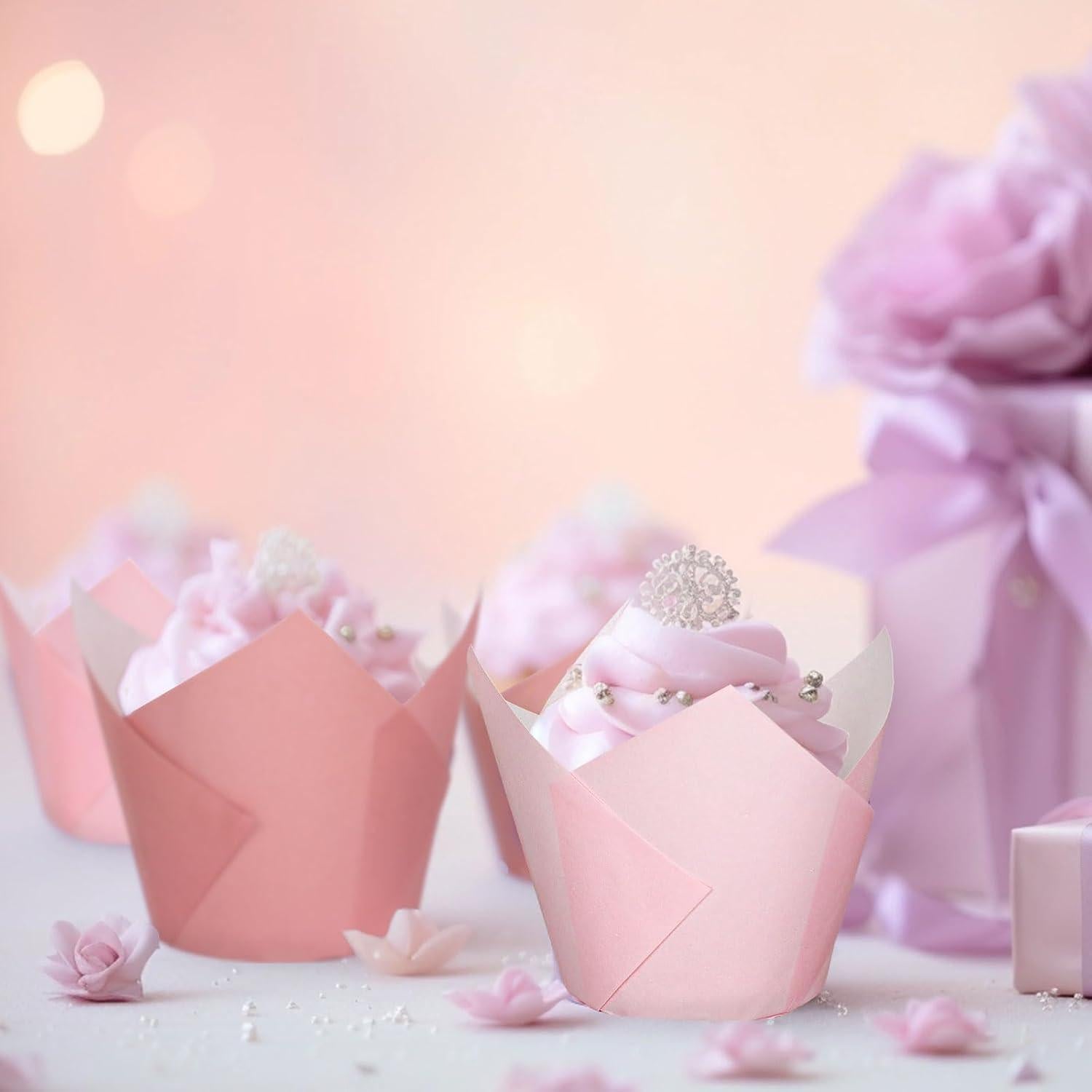 Forros de Cupcake Tulipán Rosa Polvoriento Whaline 180 Pcs