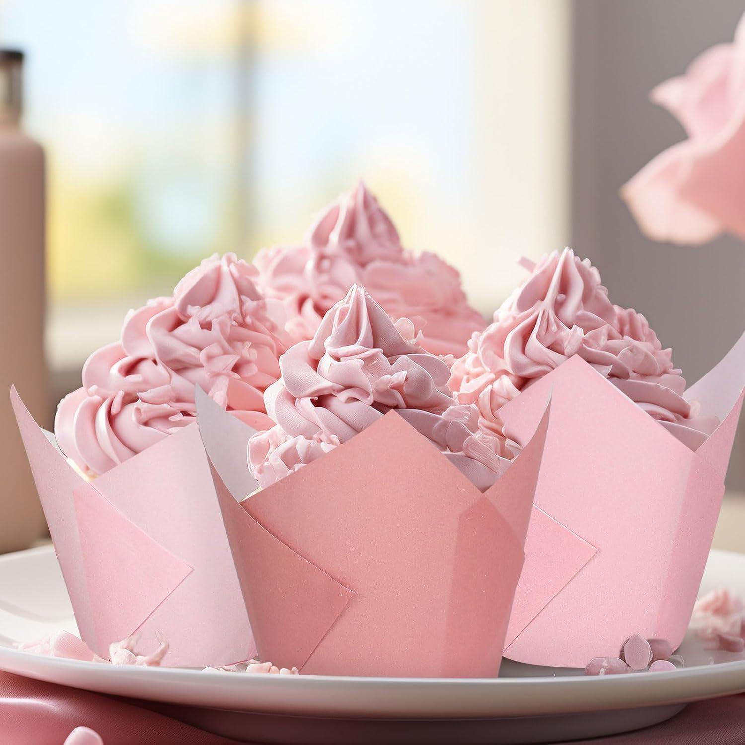 Forros de Cupcake Tulipán Rosa Polvoriento Whaline 180 Pcs