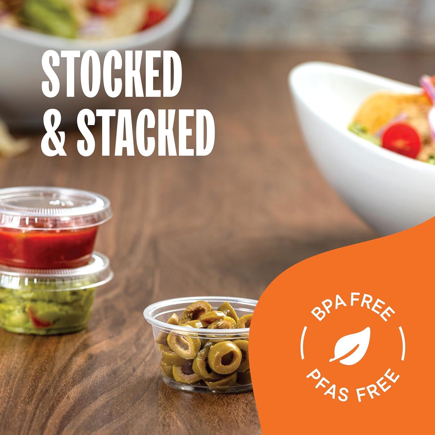 200 Contenedores de Plástico 2 Oz. Stack Man con Tapas