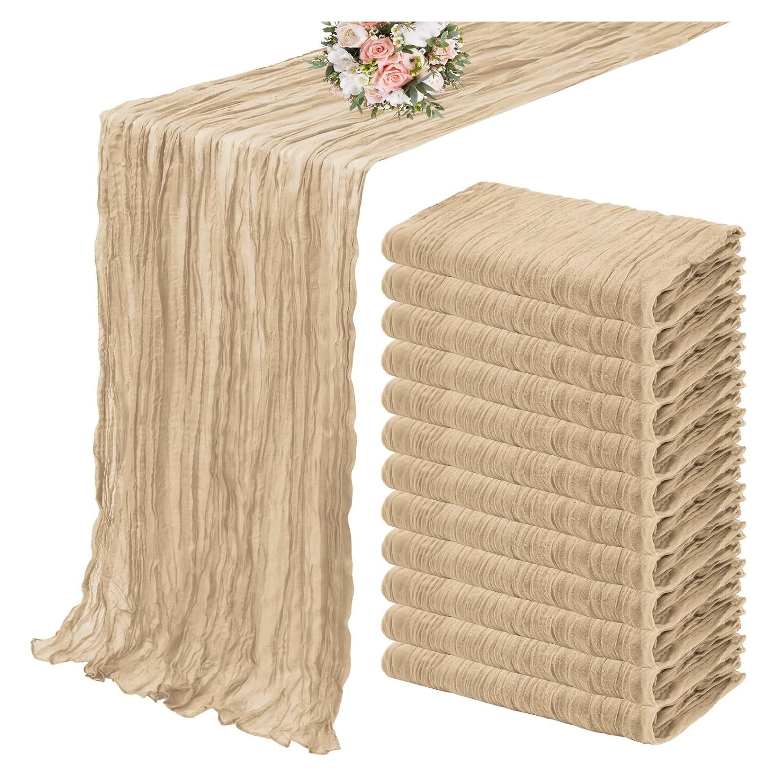 Caminos de Mesa de Gasa de Queso Beige 35x120 cm - 12 Piezas