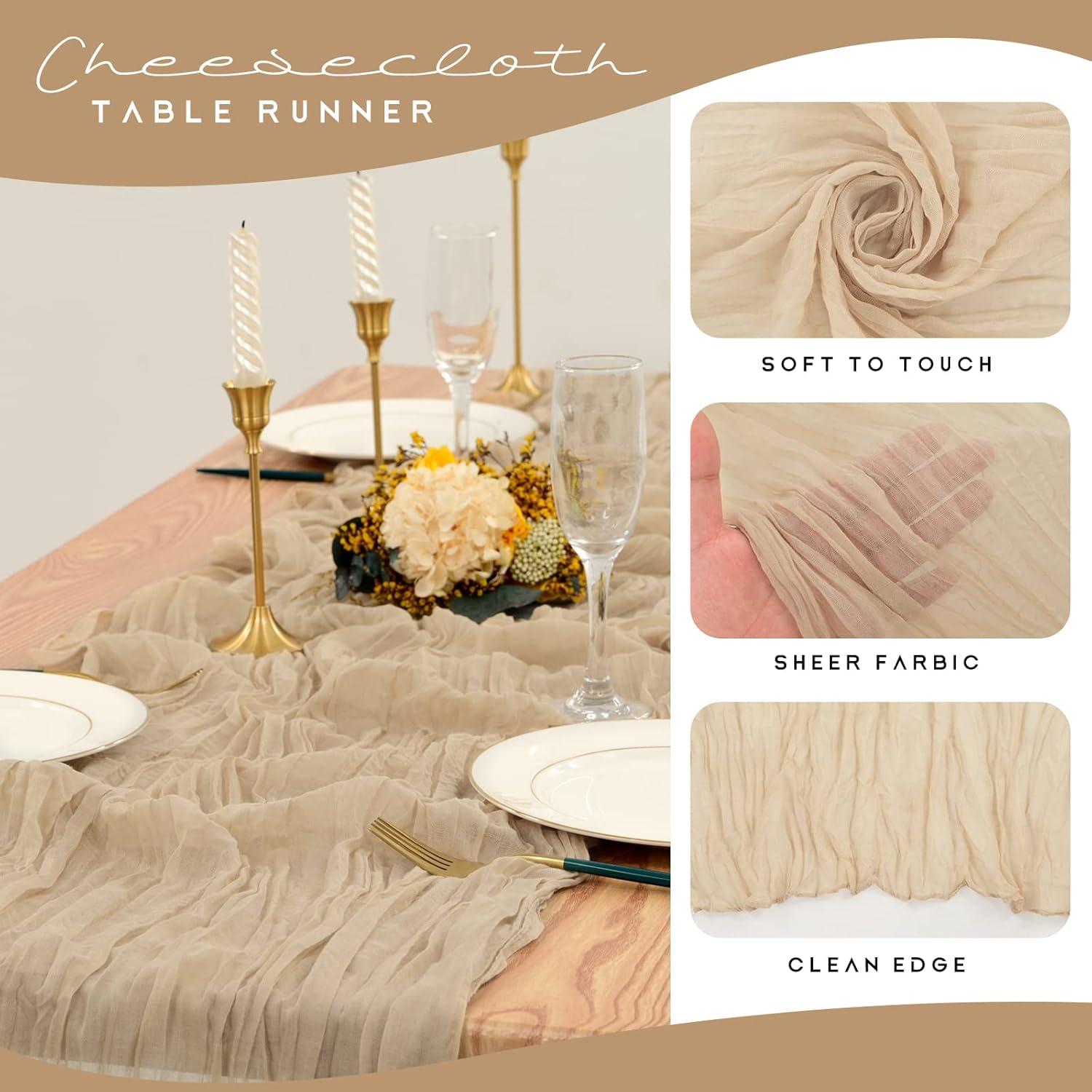 Caminos de Mesa de Gasa de Queso Beige 35x120 cm - 12 Piezas