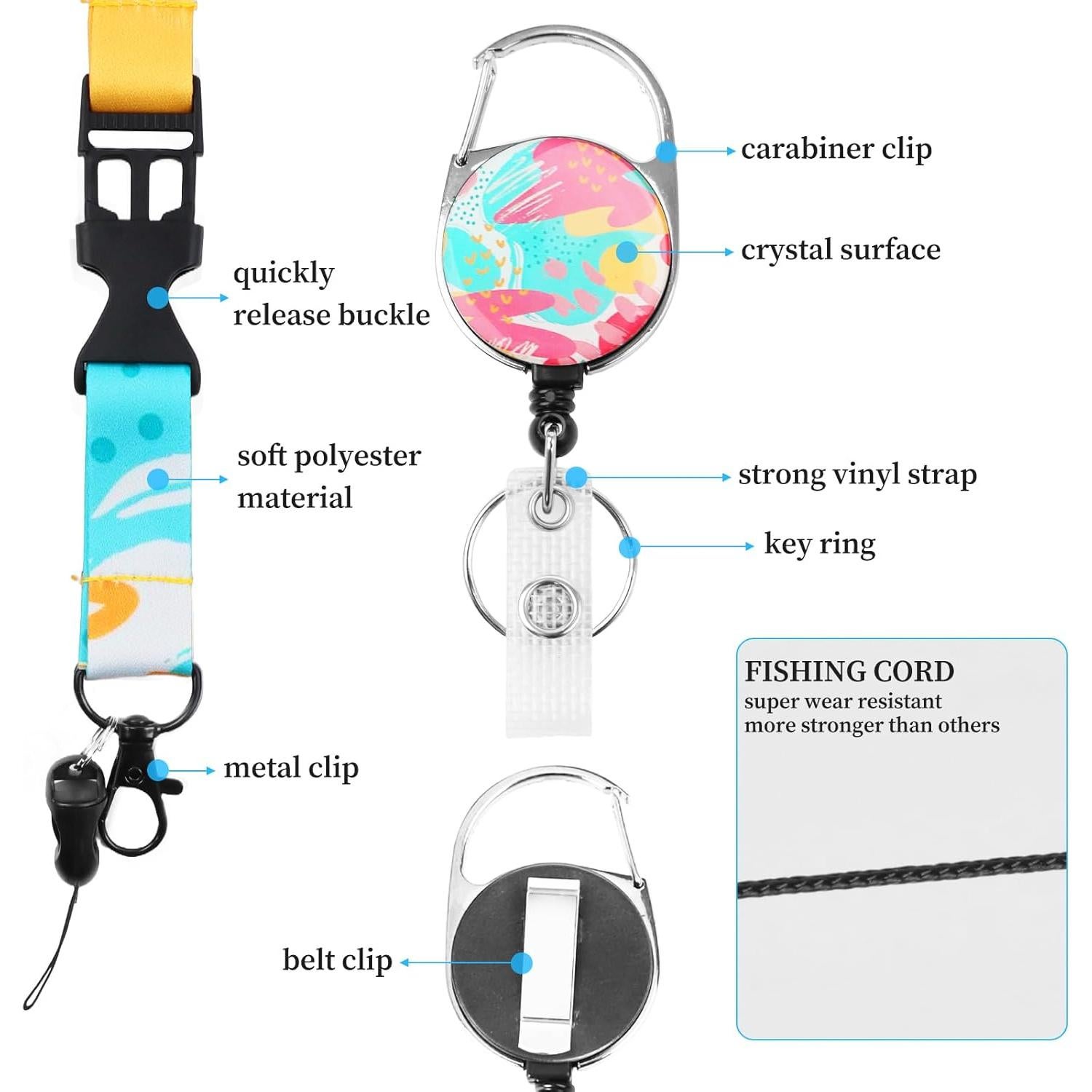 Soporte de Identificación Retráctil Eeffzia con Mosquetón 48.8cm