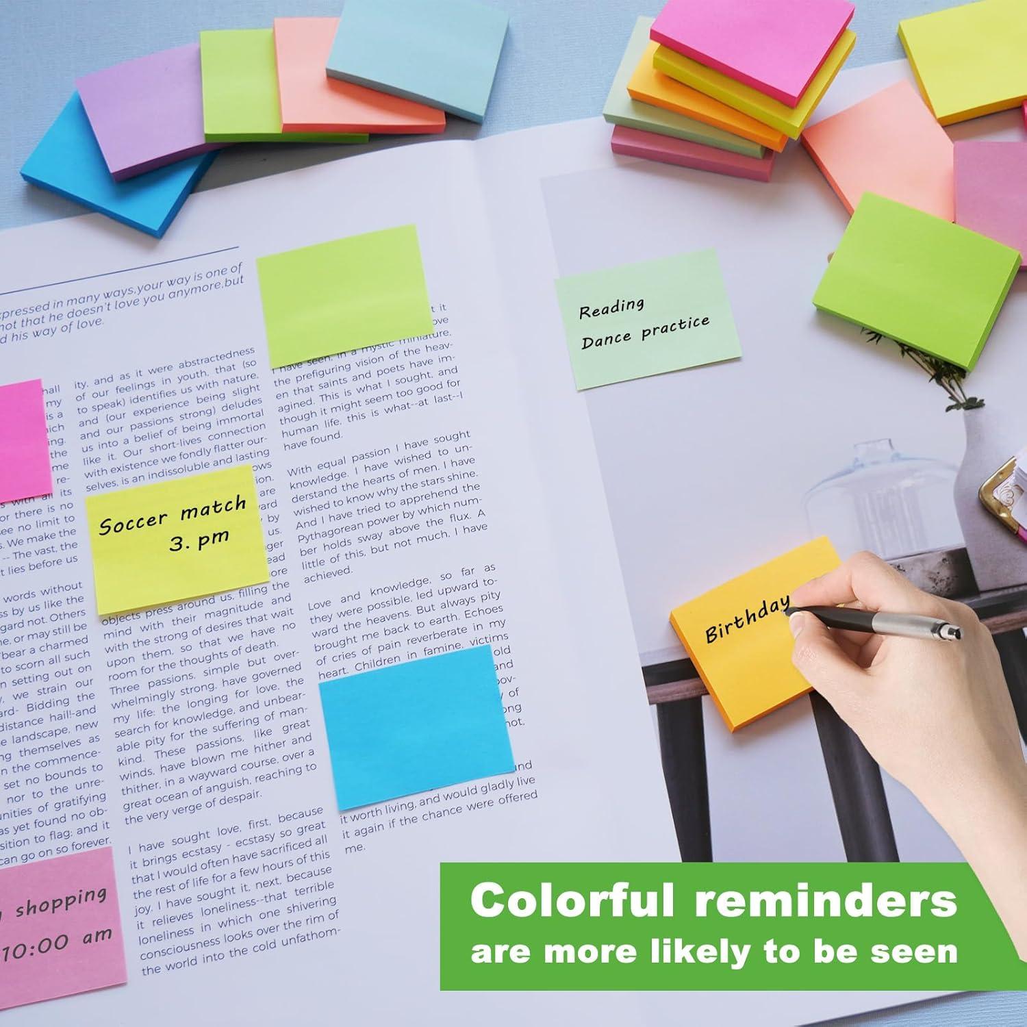 Mini Notas Adhesivas HQCME 1.5x5 cm 40 Pads 10 Colores Brillantes