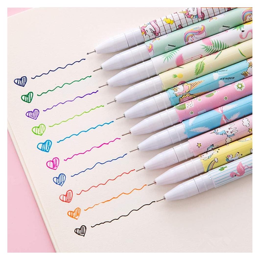 Set de 10 Bolígrafos de Gel Multicolor Toshine 0.5mm