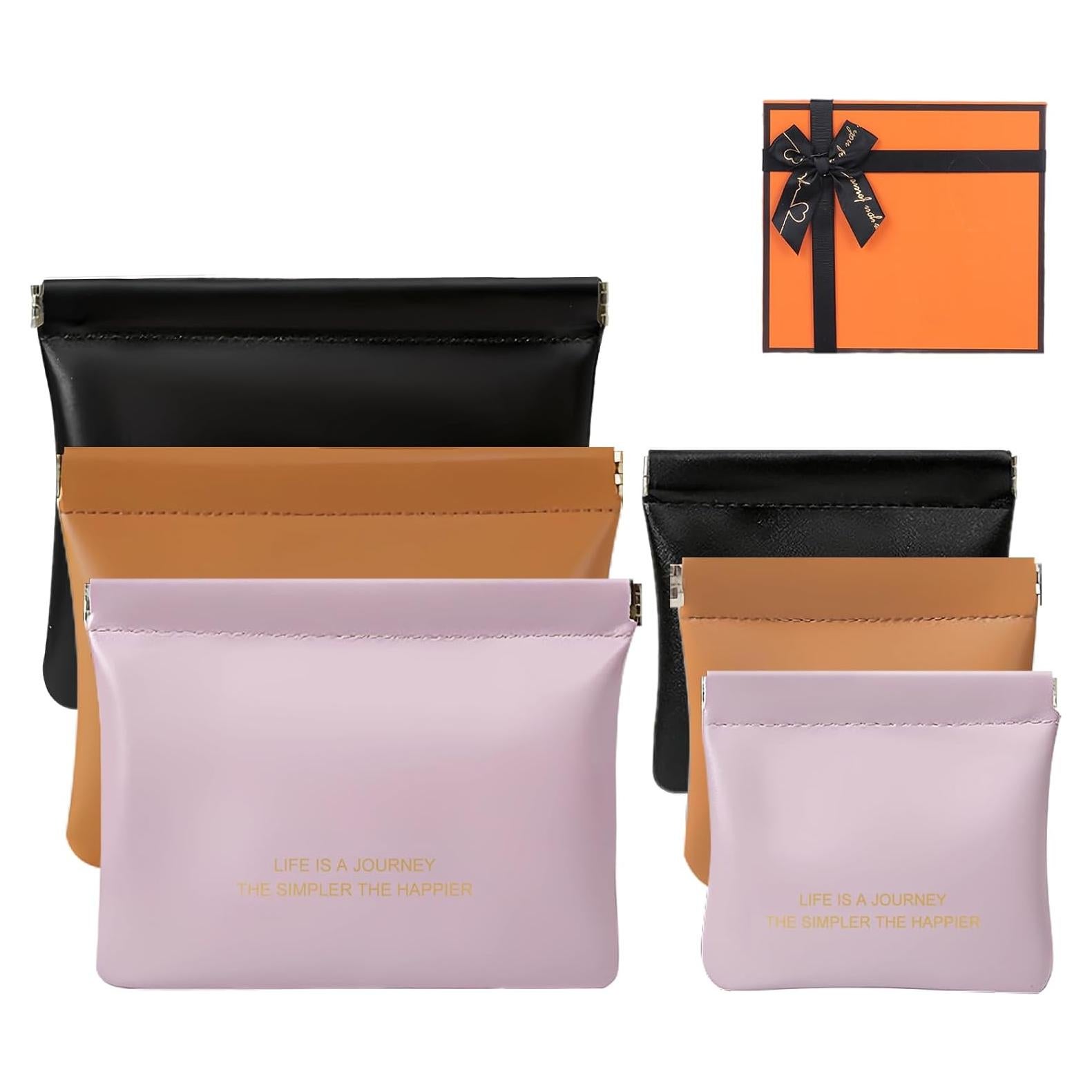 Paquete de 6 Bolsas de Maquillaje de Cuero Organizador