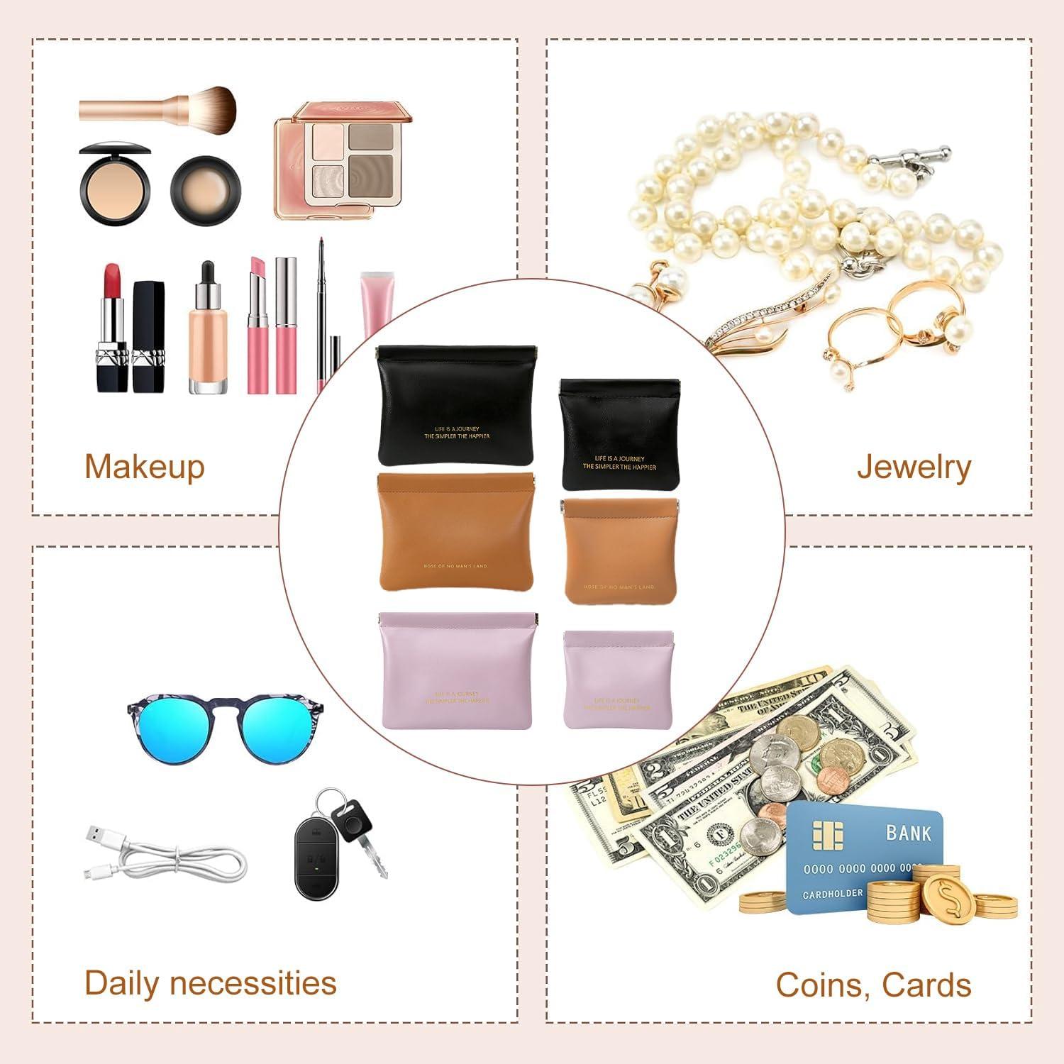 Paquete de 6 Bolsas de Maquillaje de Cuero Organizador