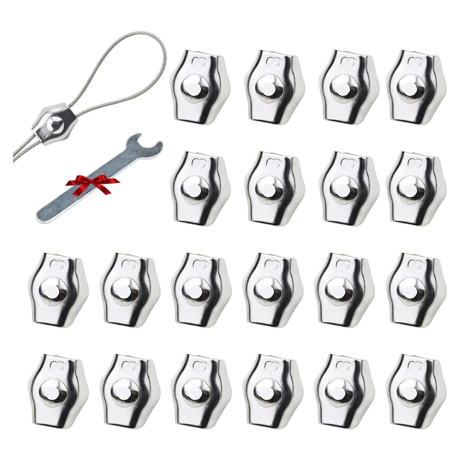 20 Clips de Cable M3 Bazeiona Acero Inoxidable 1.5-3mm