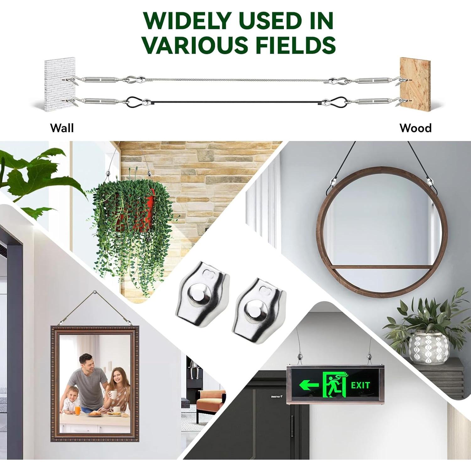 20 Clips de Cable M3 Bazeiona Acero Inoxidable 1.5-3mm