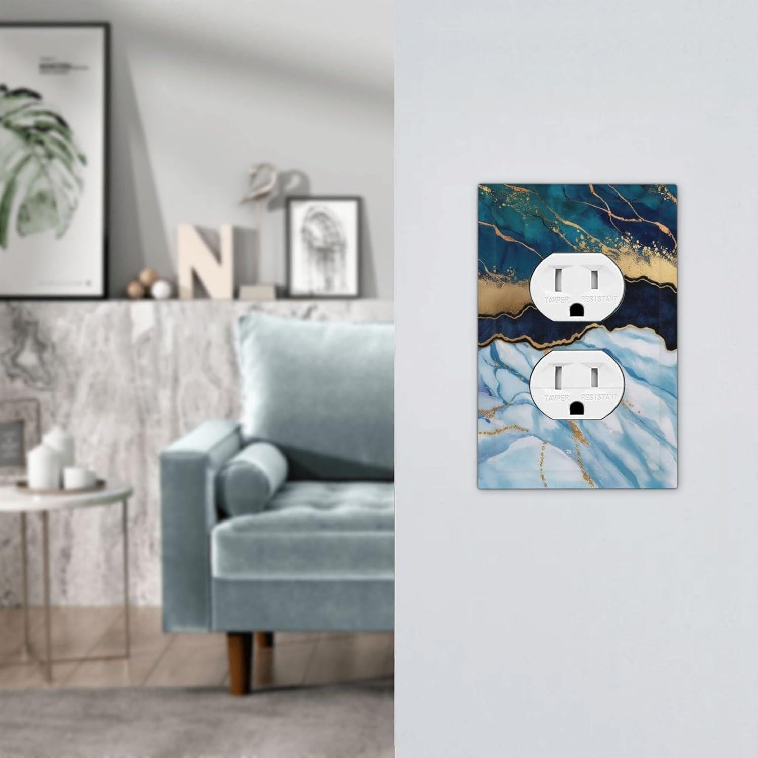 Placa de Pared Dúplex Yamxbfa 1 Gang Mármol Azul Dorado