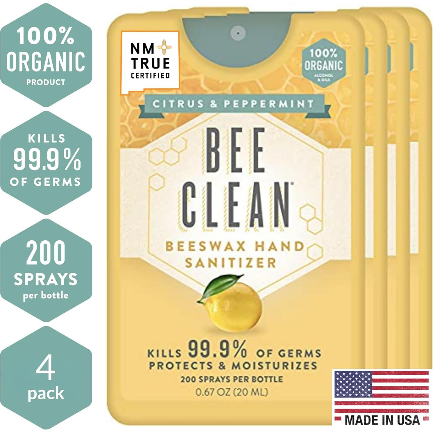 Desinfectante de Manos Orgánico Bee Clean Menta Cítrica 4 Unidades