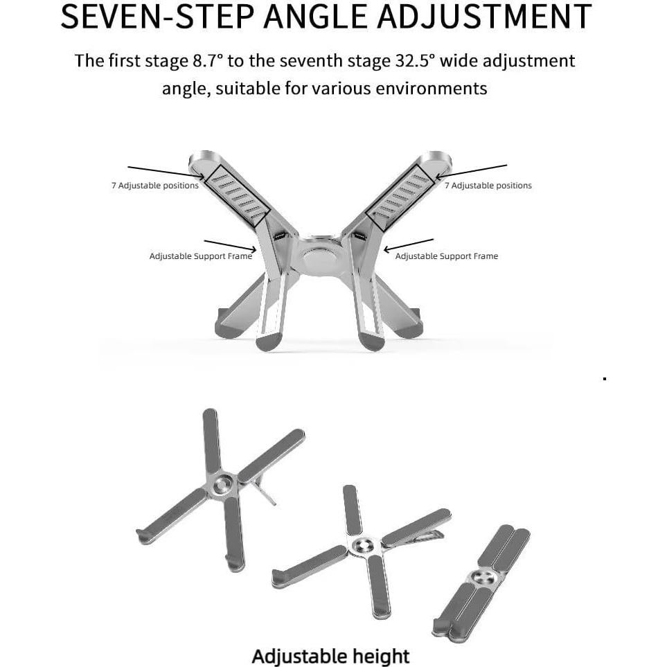 Soporte Plegable para Laptop Aluminio Ajustable 7 Alturas 10-16"