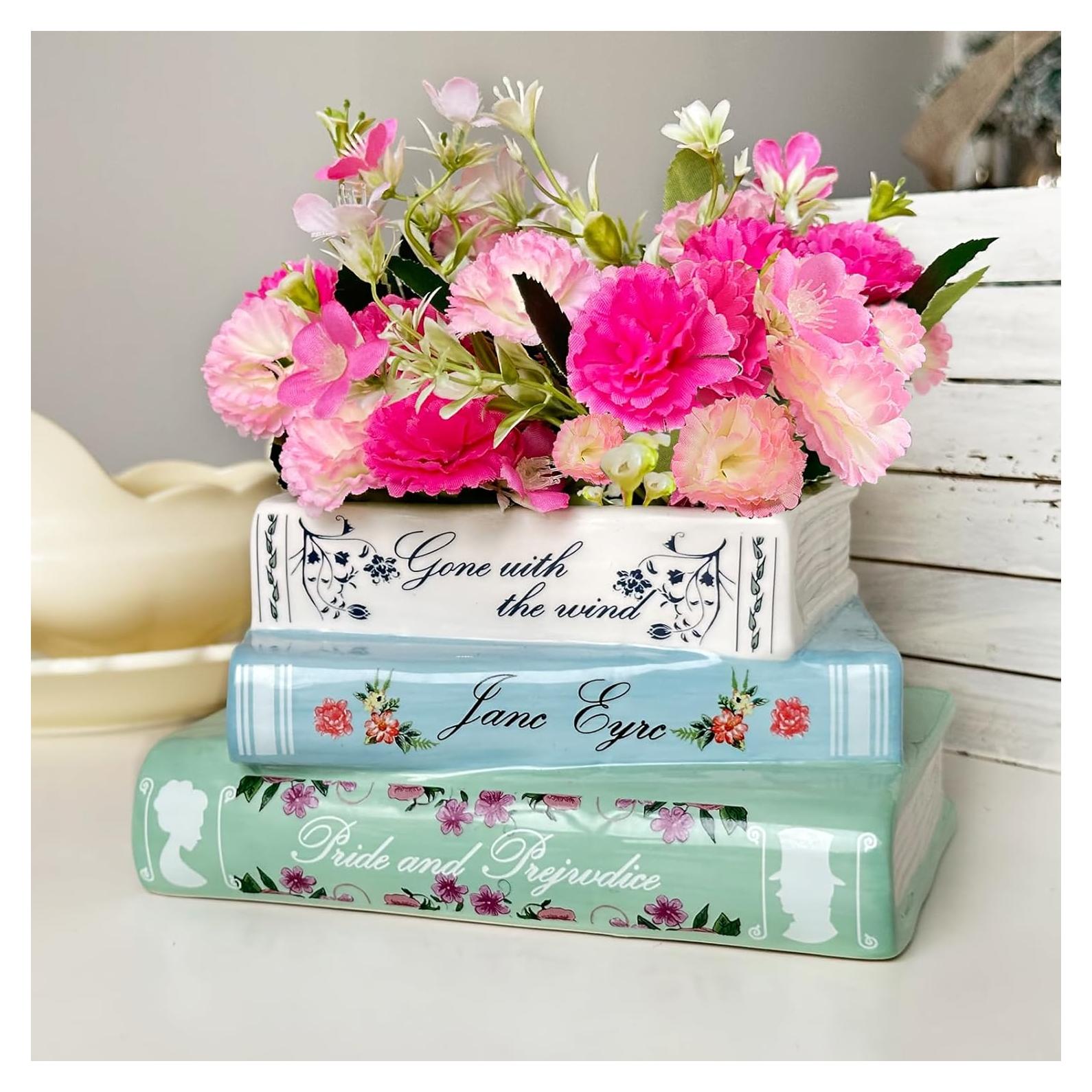 Macetero Decorativo en Forma de Libro Scuyari - Cerámica Azul