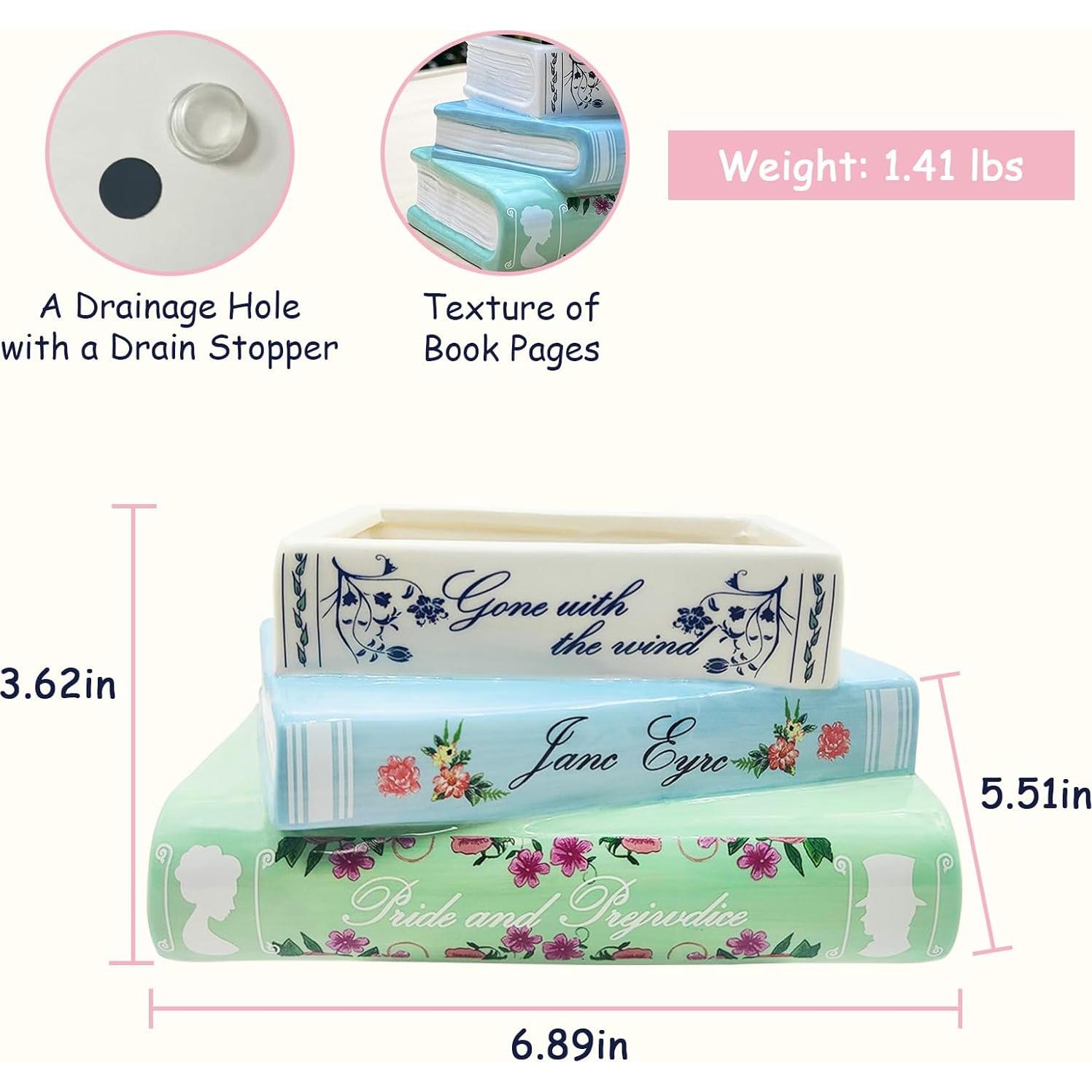 Macetero Decorativo en Forma de Libro Scuyari - Cerámica Azul