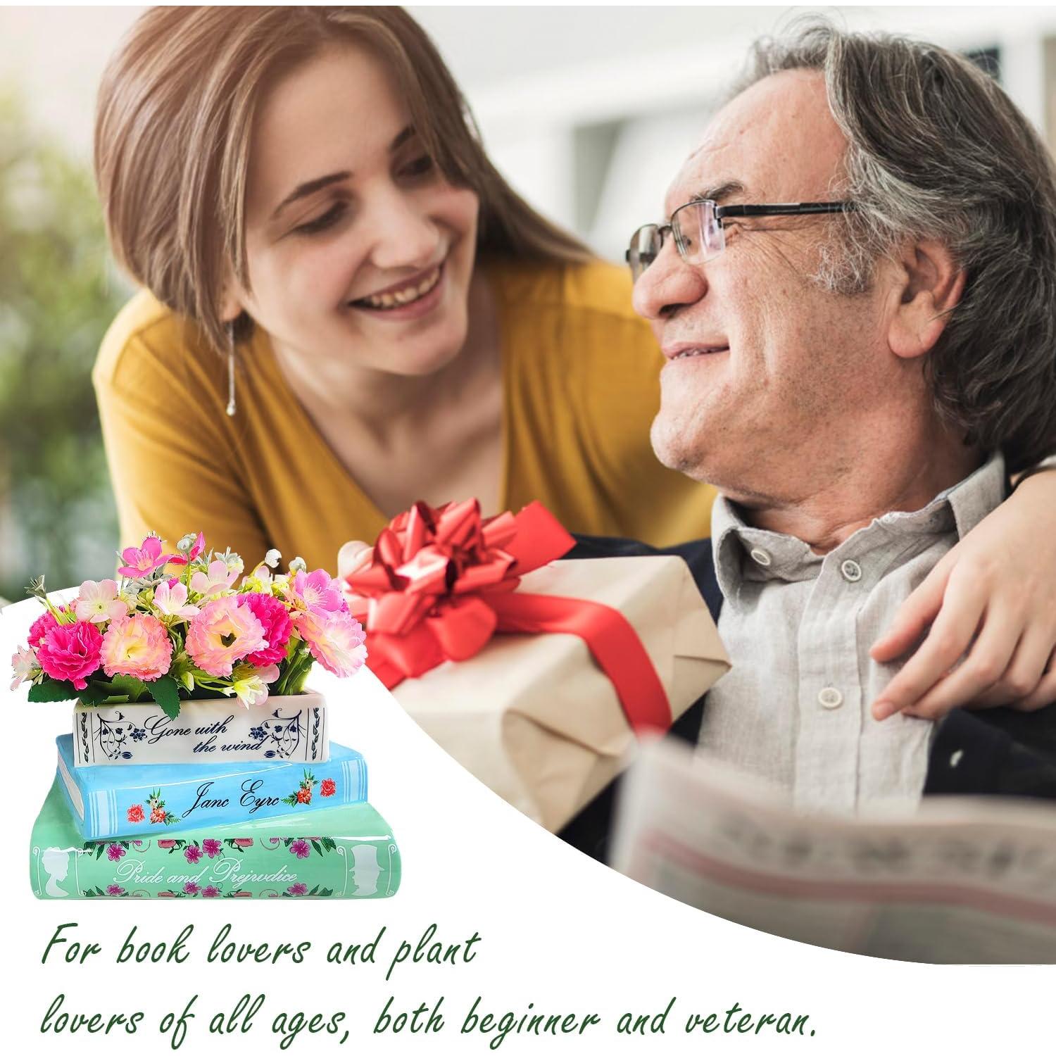 Macetero Decorativo en Forma de Libro Scuyari - Cerámica Azul