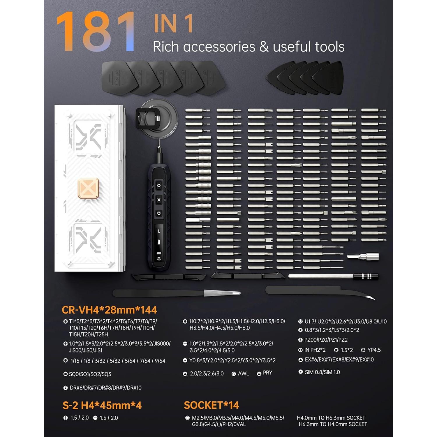 Destornillador Eléctrico TAAHIRA 181 en 1 3.7V 200 RPM
