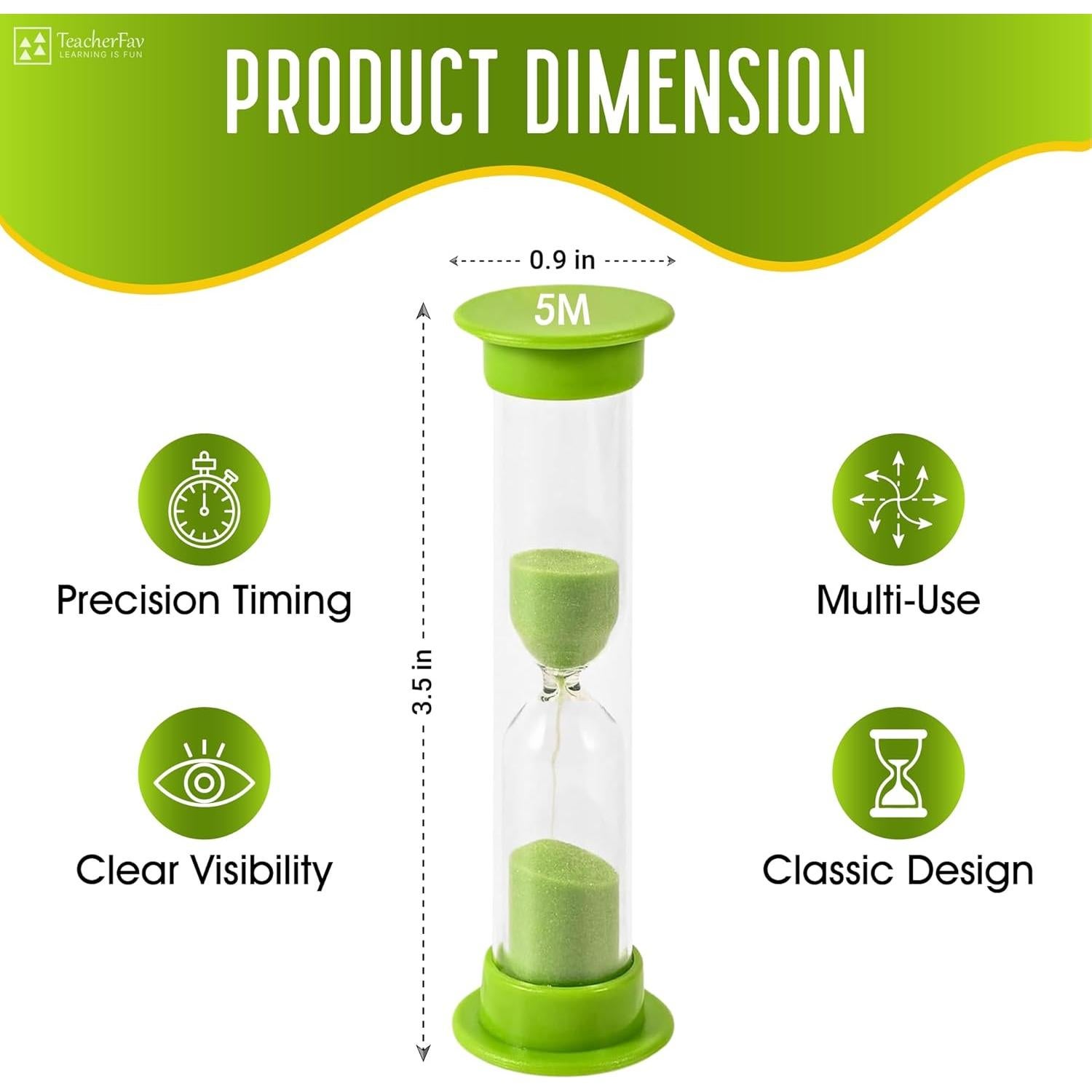 Set de 4 Relojes de Arena Verde TeacherFav - 5 Minutos