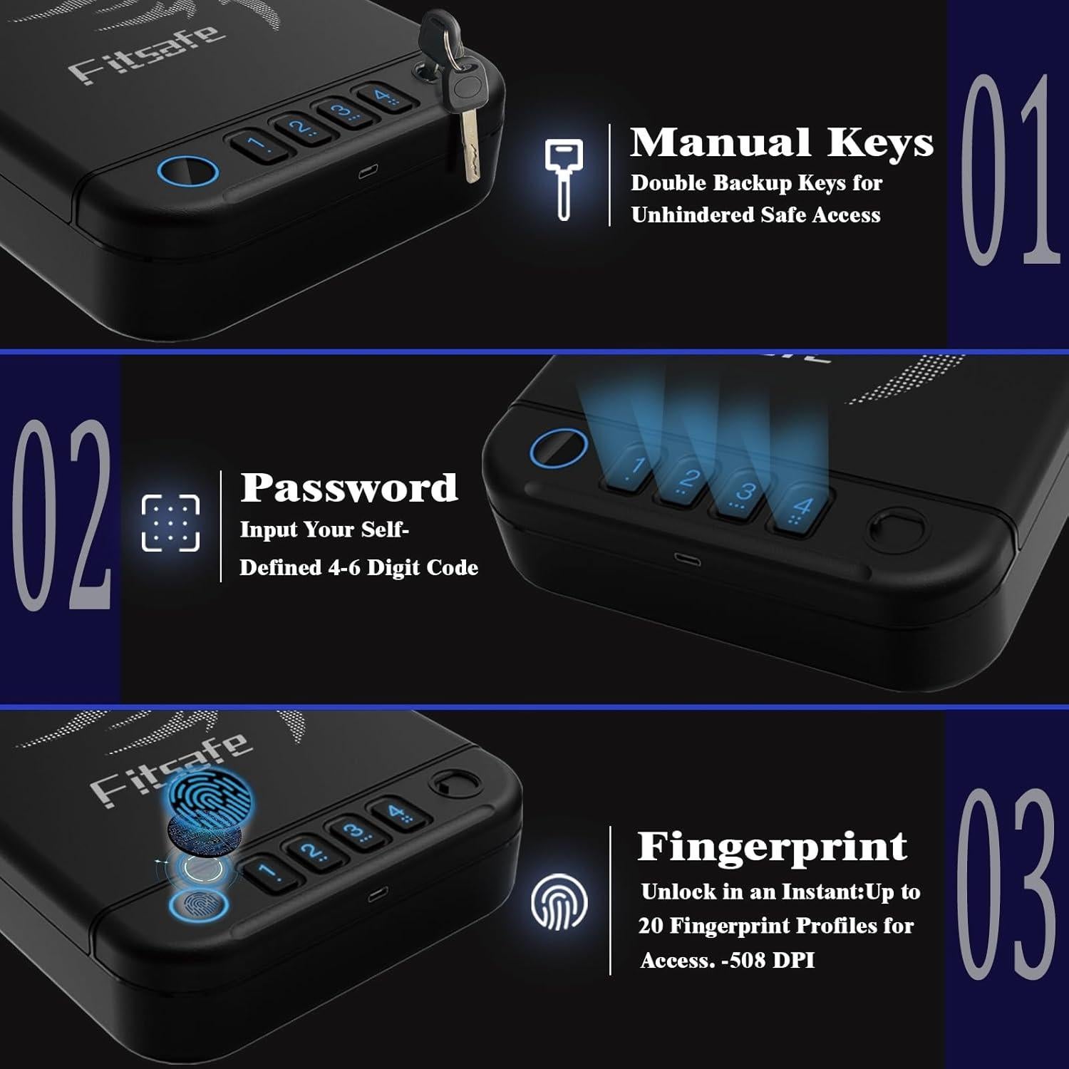 Caja de Seguridad Biométrica Fitsafe GS20 para Pistolas
