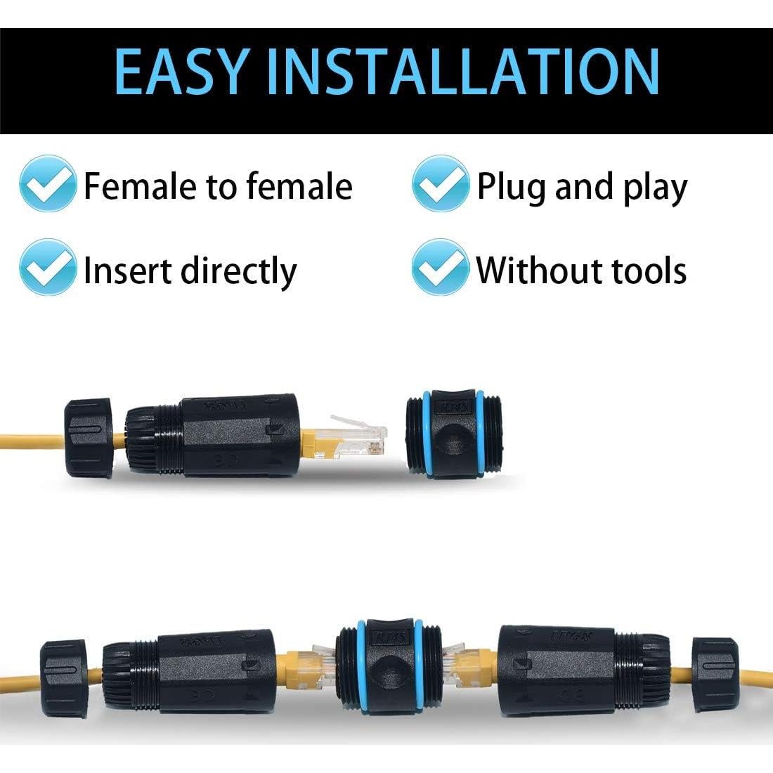 Acoplador RJ45 Femenino a Femenino IP68 ELifeApply 2 Pcs