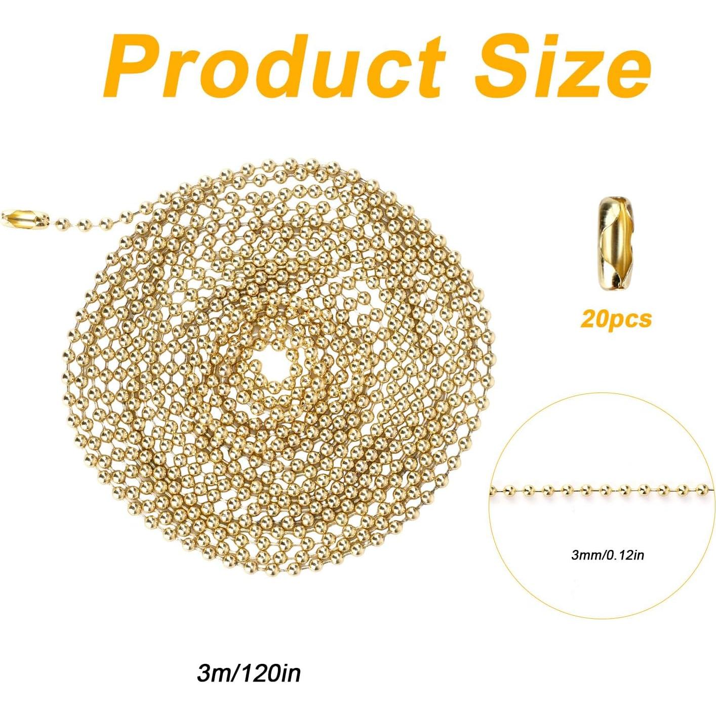 Cadena de Tirar para Ventilador de Techo 3m Dorado con 20 Conectores