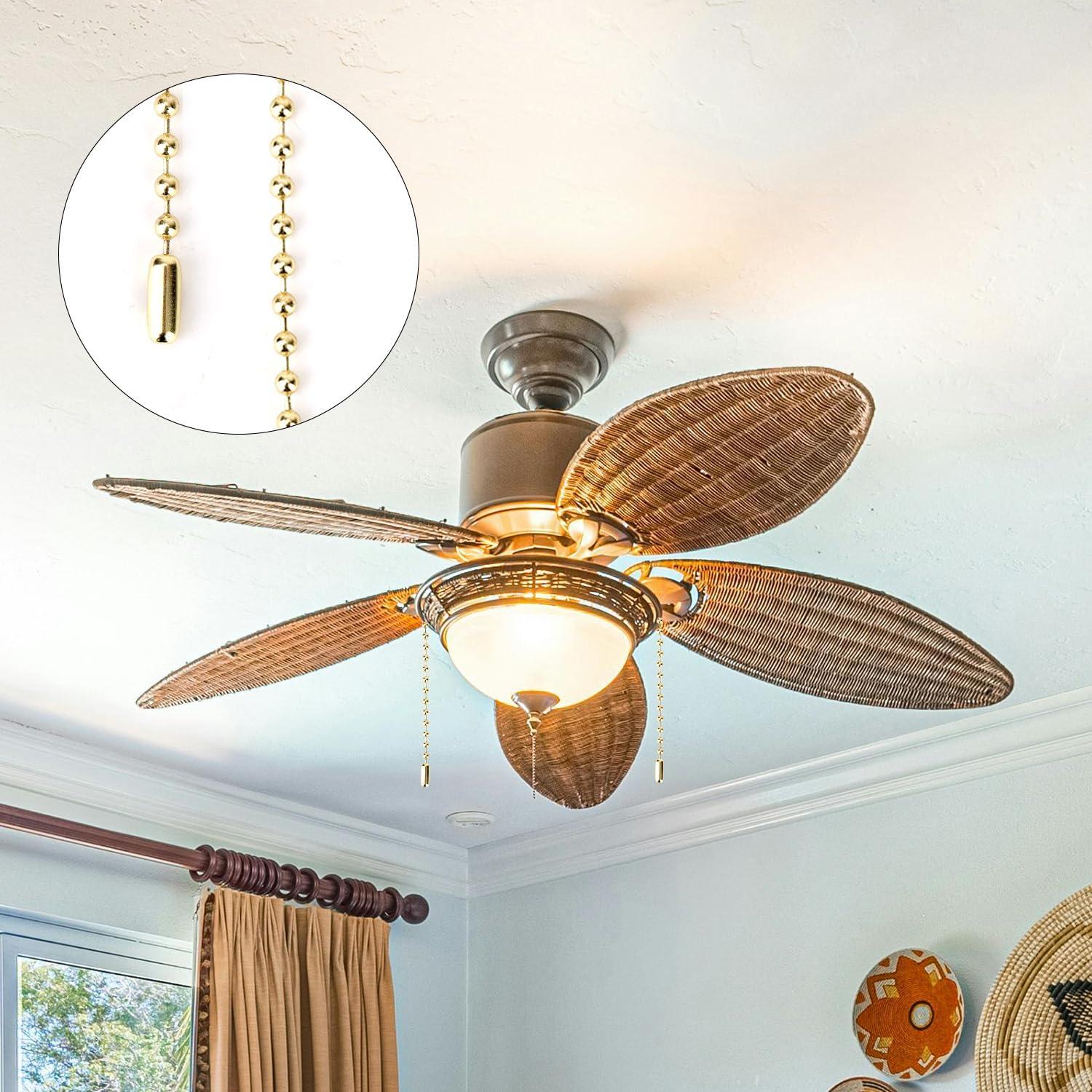 Cadena de Tirar para Ventilador de Techo 3m Dorado con 20 Conectores