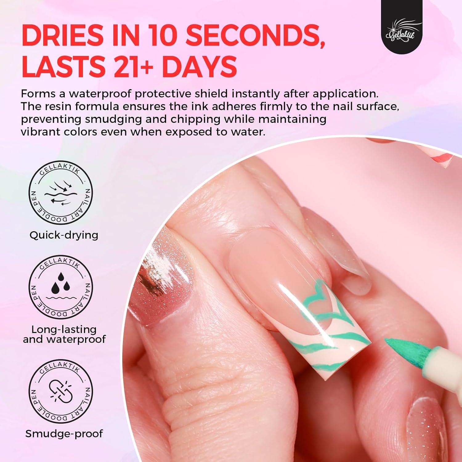 Juego de 6 Bolígrafos de Arte de Uñas GELLATIK - Colores Vibrantes