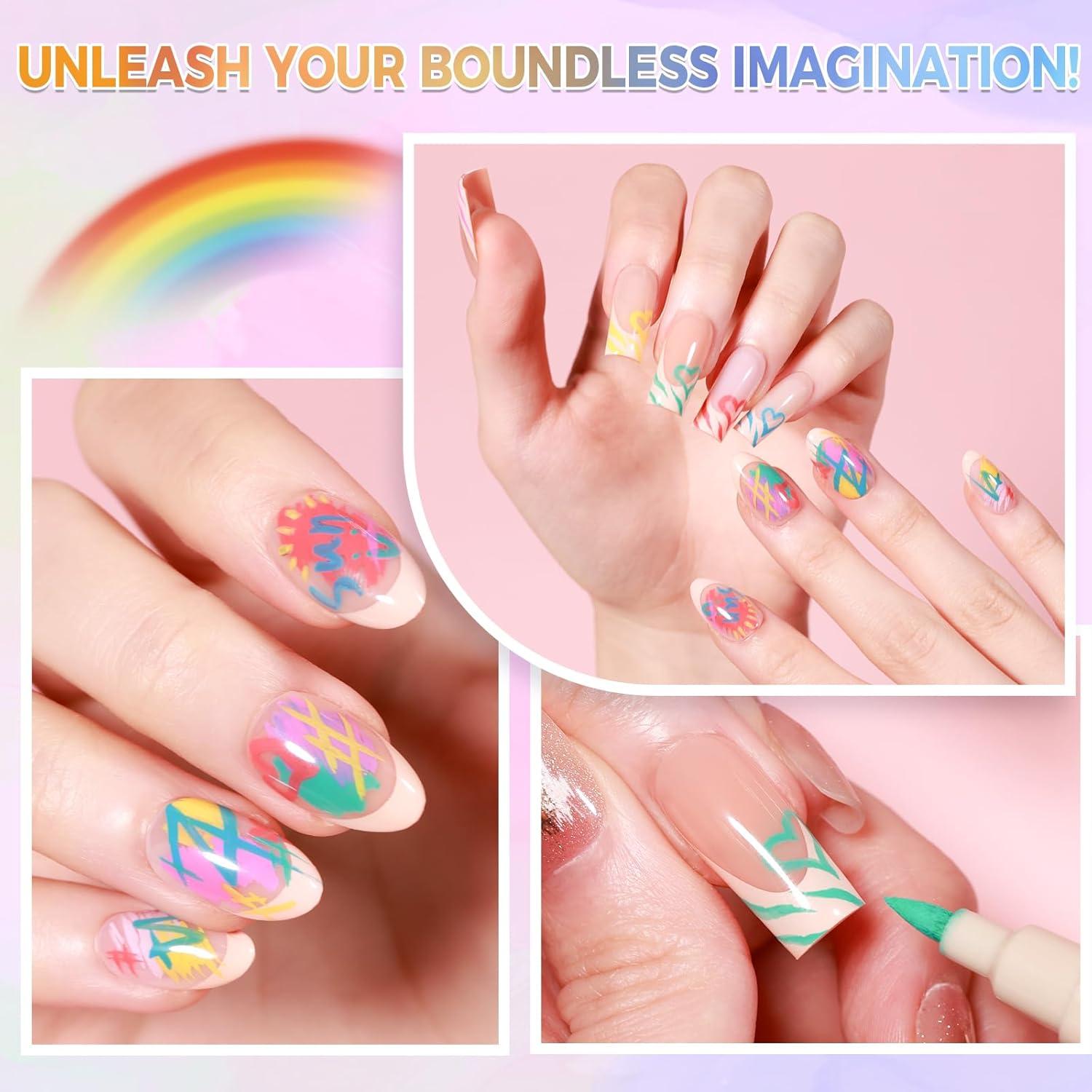 Juego de 6 Bolígrafos de Arte de Uñas GELLATIK - Colores Vibrantes