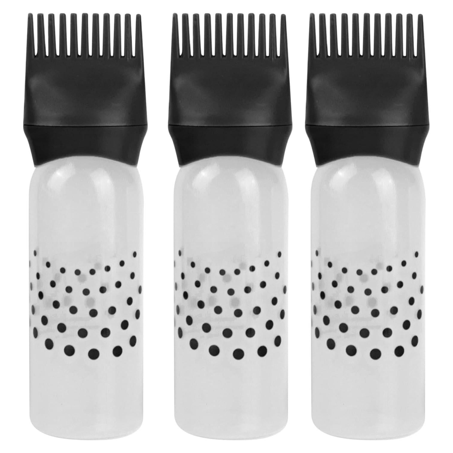 Botellas de Plástico Negro con Aplicador de Peine Raíz - Framendino 3 Paquete