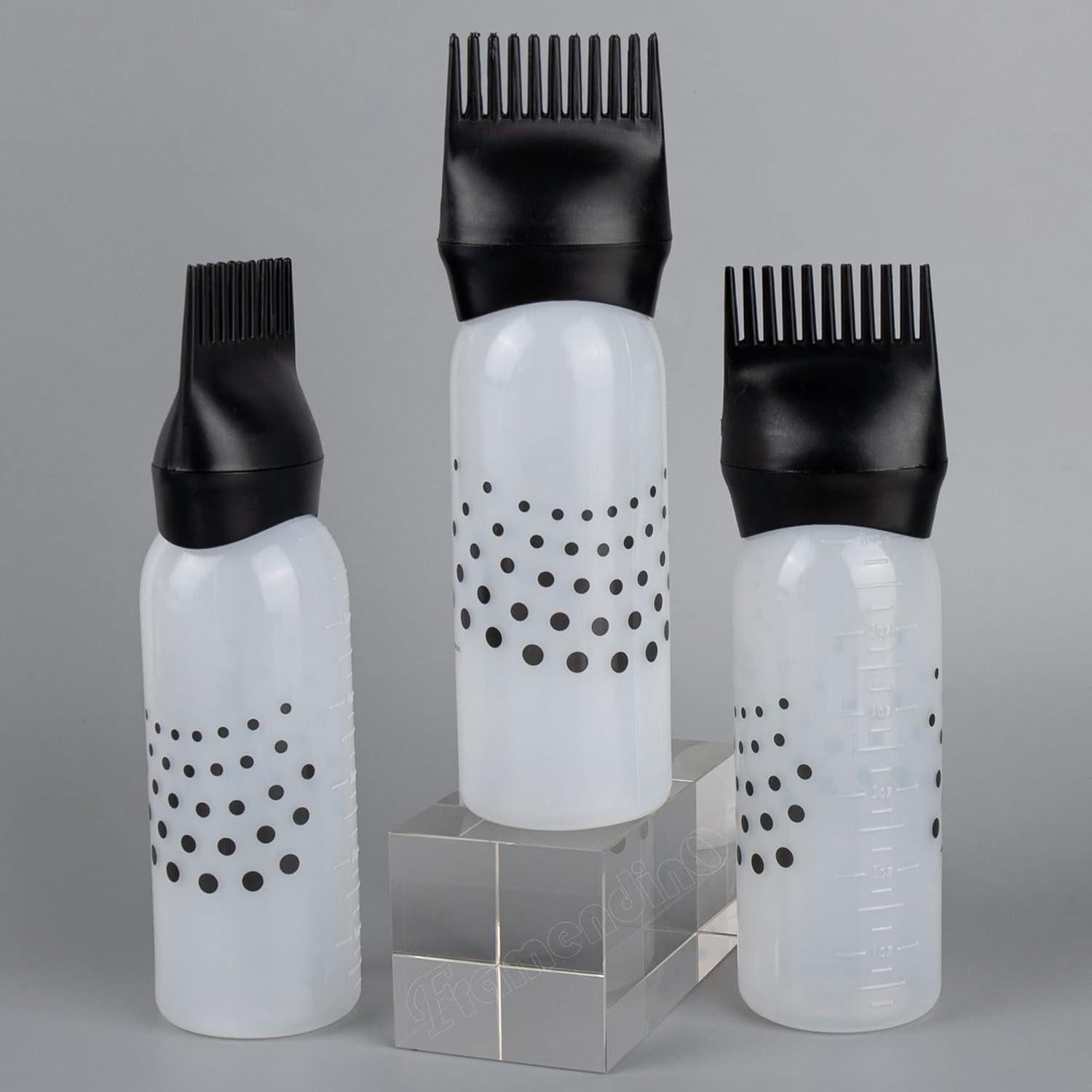 Botellas de Plástico Negro con Aplicador de Peine Raíz - Framendino 3 Paquete