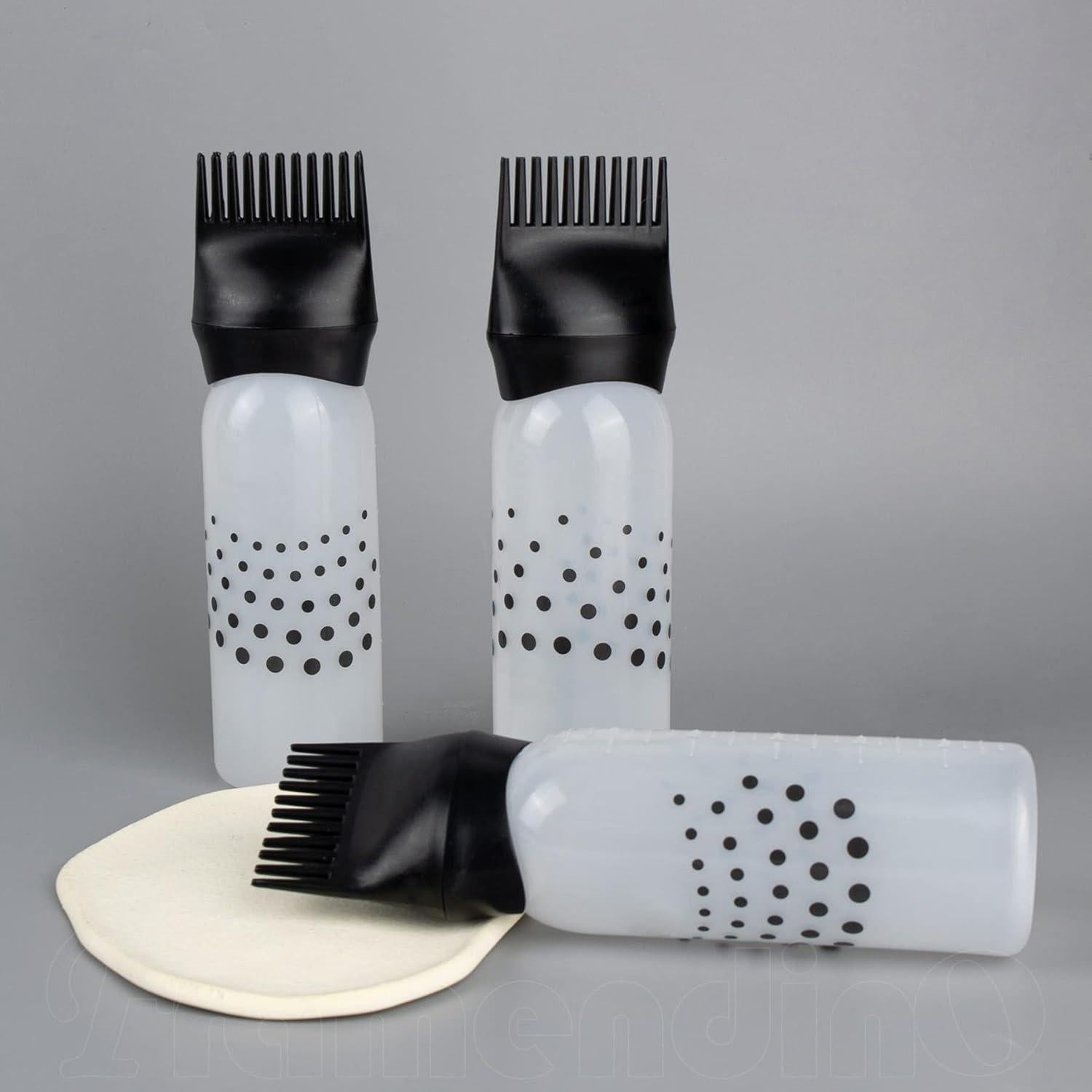 Botellas de Plástico Negro con Aplicador de Peine Raíz - Framendino 3 Paquete