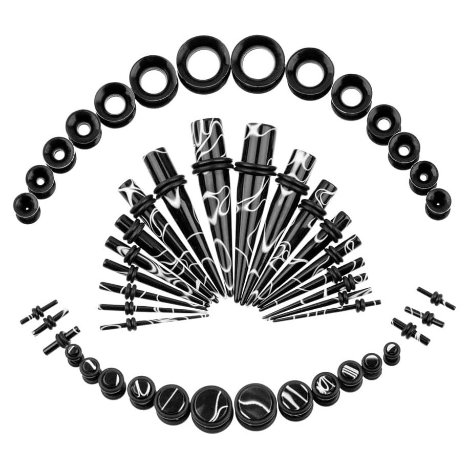 Kit de Estiramiento de Orejas 50 Piezas Acrílico y Silicona