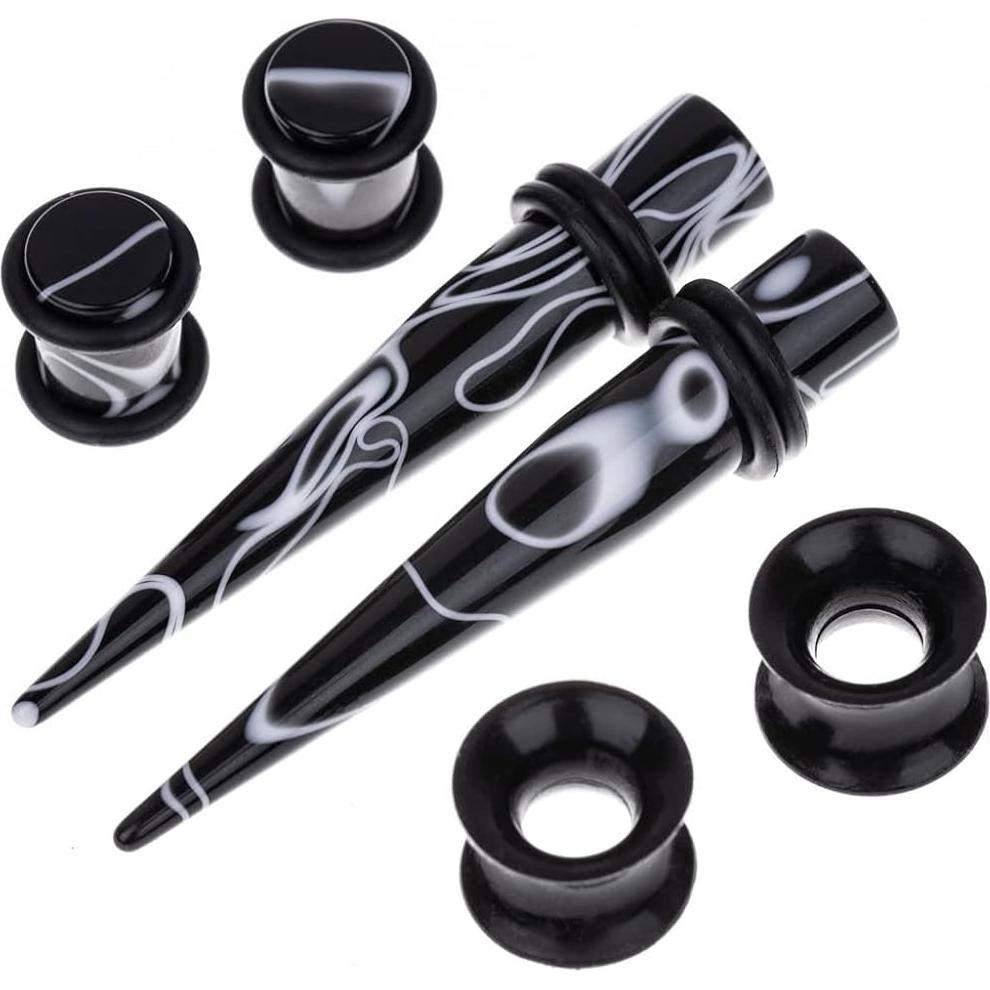 Kit de Estiramiento de Orejas 50 Piezas Acrílico y Silicona