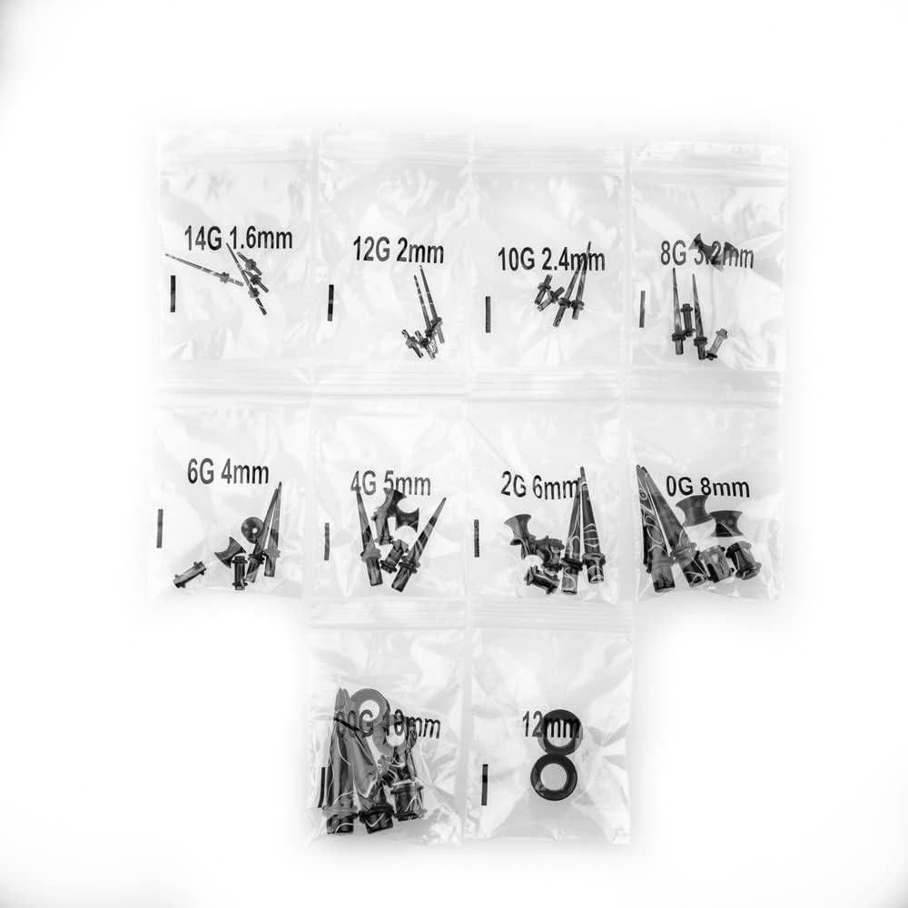 Kit de Estiramiento de Orejas 50 Piezas Acrílico y Silicona