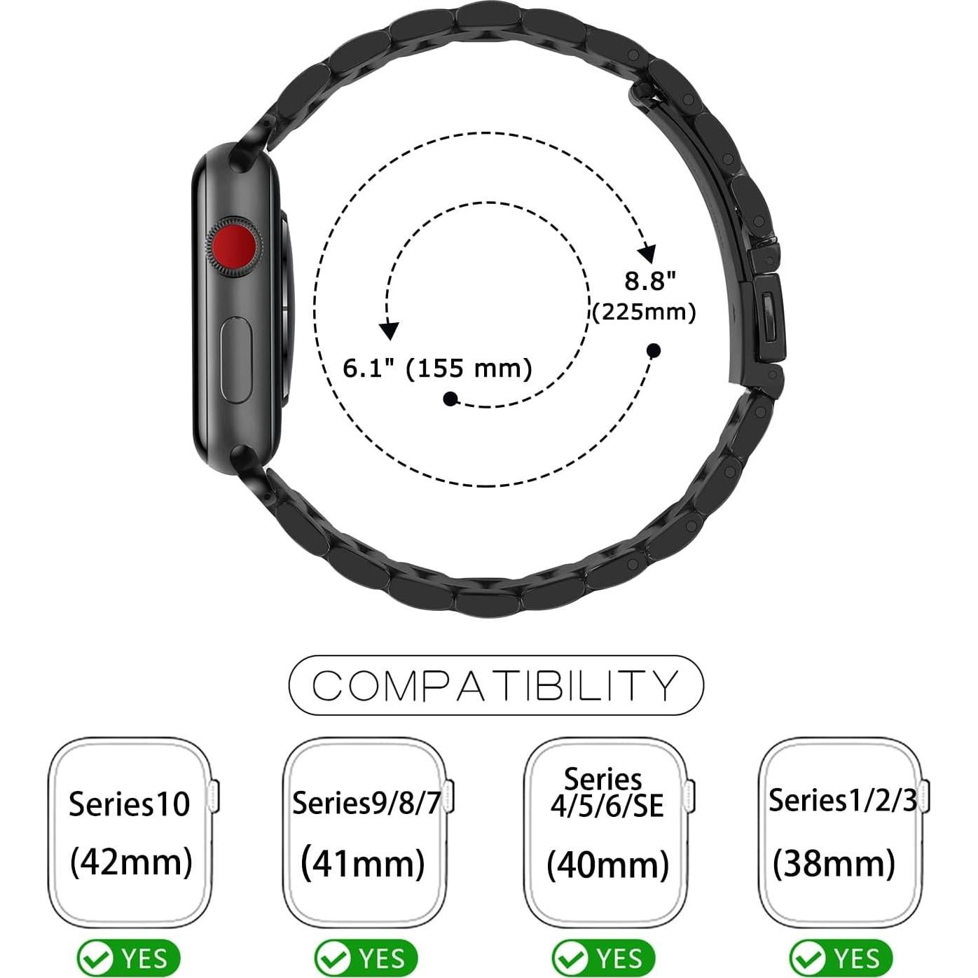 Correa de Acero Inoxidable Tasikar para Apple Watch 38-42mm Negro