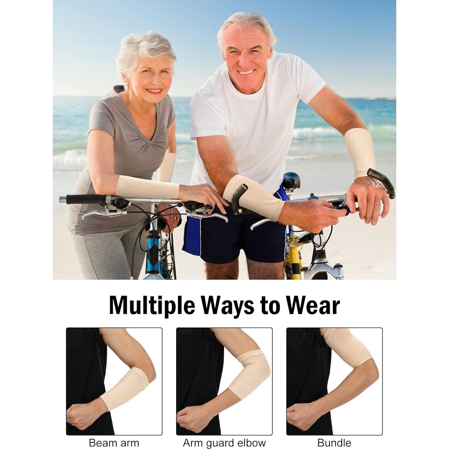 Janmercy 9 Pares Protectores de Brazo para Piel Delgada Beige